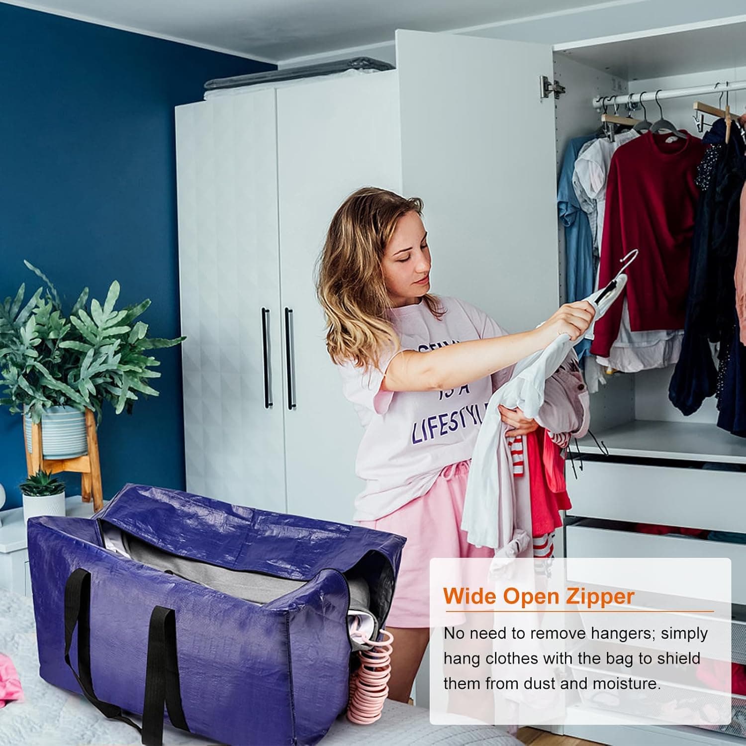 KRYSTY 10-Pack Heavy Duty Moving Bags and Large Storage Bags with Strong Handles, Durable Zippers,and Space-Saving Design