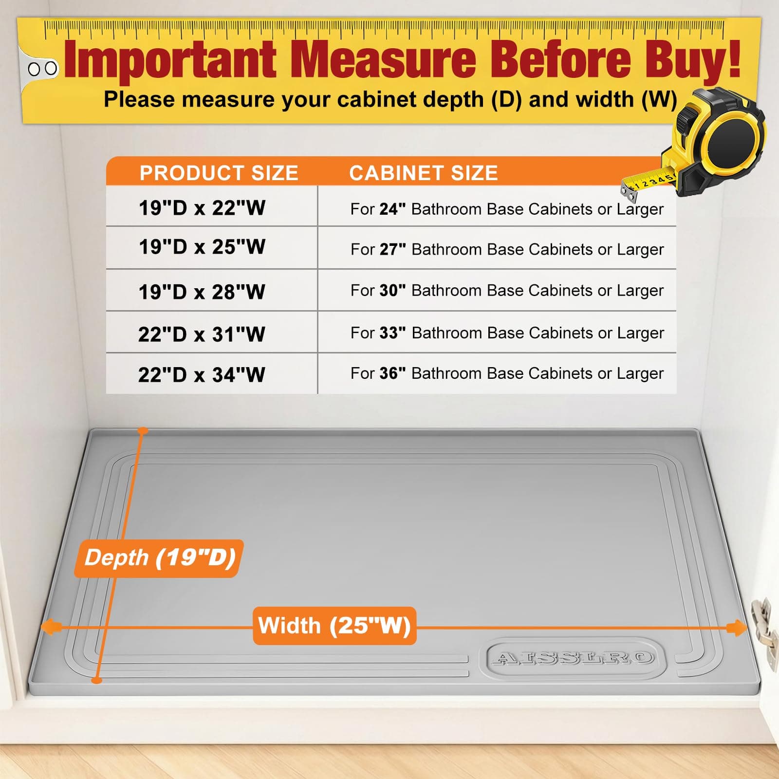 Tapete Impermeable de Silicón Aisslro para Fregadero 25" x 19" - Gris