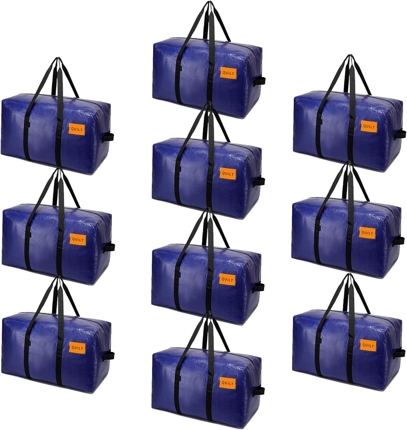 KRYSTY 10-Pack Heavy Duty Moving Bags and Large Storage Bags with Strong Handles, Durable Zippers,and Space-Saving Design