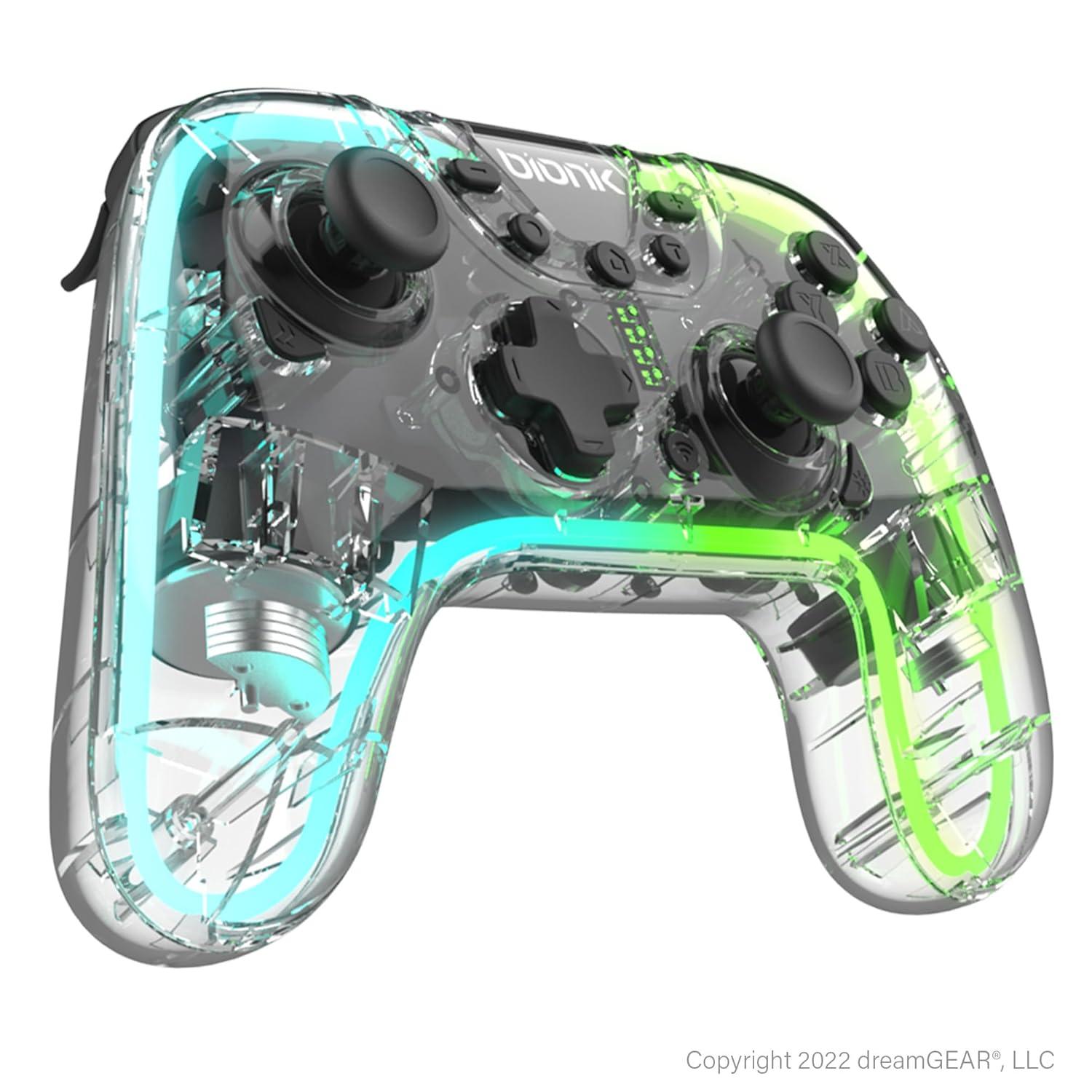 Bionik NeoGlow Wireless Controller For Nintendo Switch and Switch 2: RGB Game Controllers with Motion, 900 mAh Rechargeable Battery