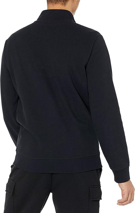 Amazon Essentials Men's Zip Up Sweatshirt, Lightweight French Terry, Mock Neck, Black, Medium