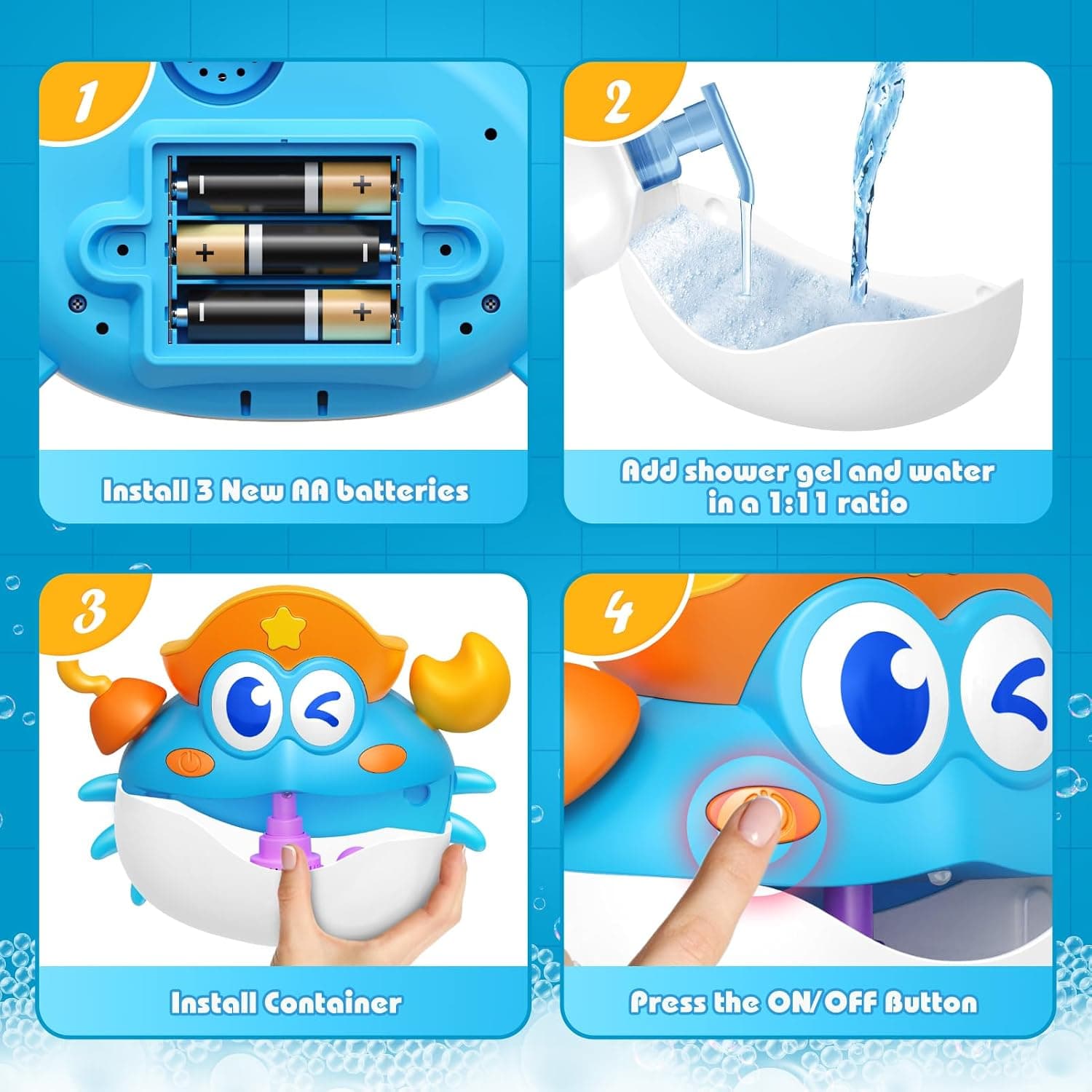 Miniatura de Bath Toys,Light Up Baby Bath Toys Bath Bubble Machine with Colourful RGB Light 5