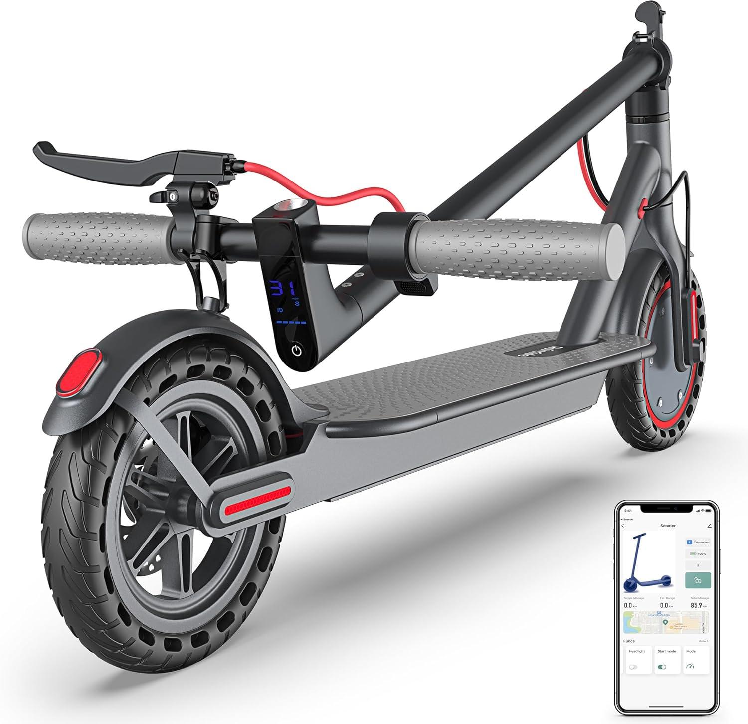 Electric Scooter - 8.5"/10'' Solid Tires, 350W/500W Motor, Up to 19-22MPH and 21-24Miles Long-Range Portable Commuting Scooter