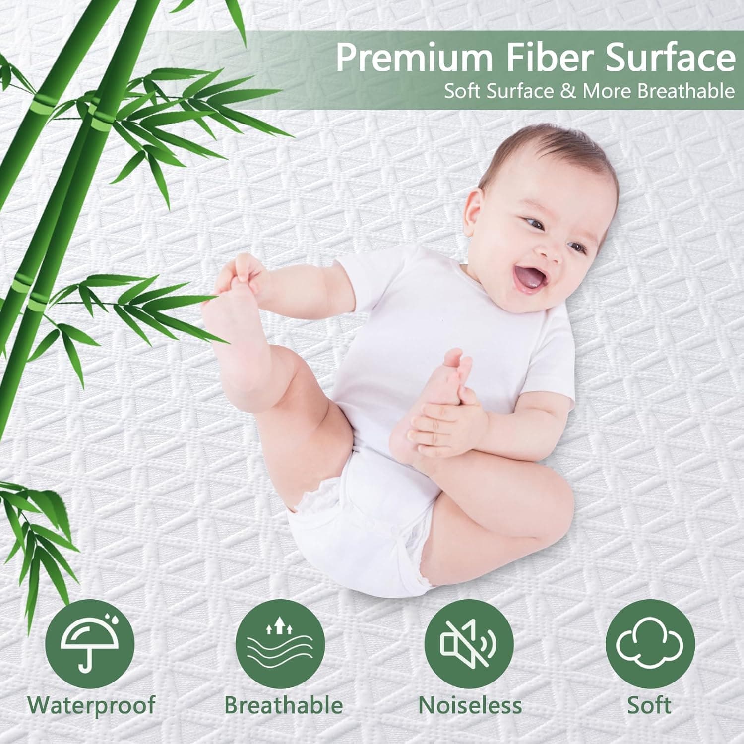 Premium Waterproof Mattress Protector King Size, Breathable Bed Cover 3D Air Fabric Cooling Mattress Pad Cover Smooth Soft Noiseless Washable