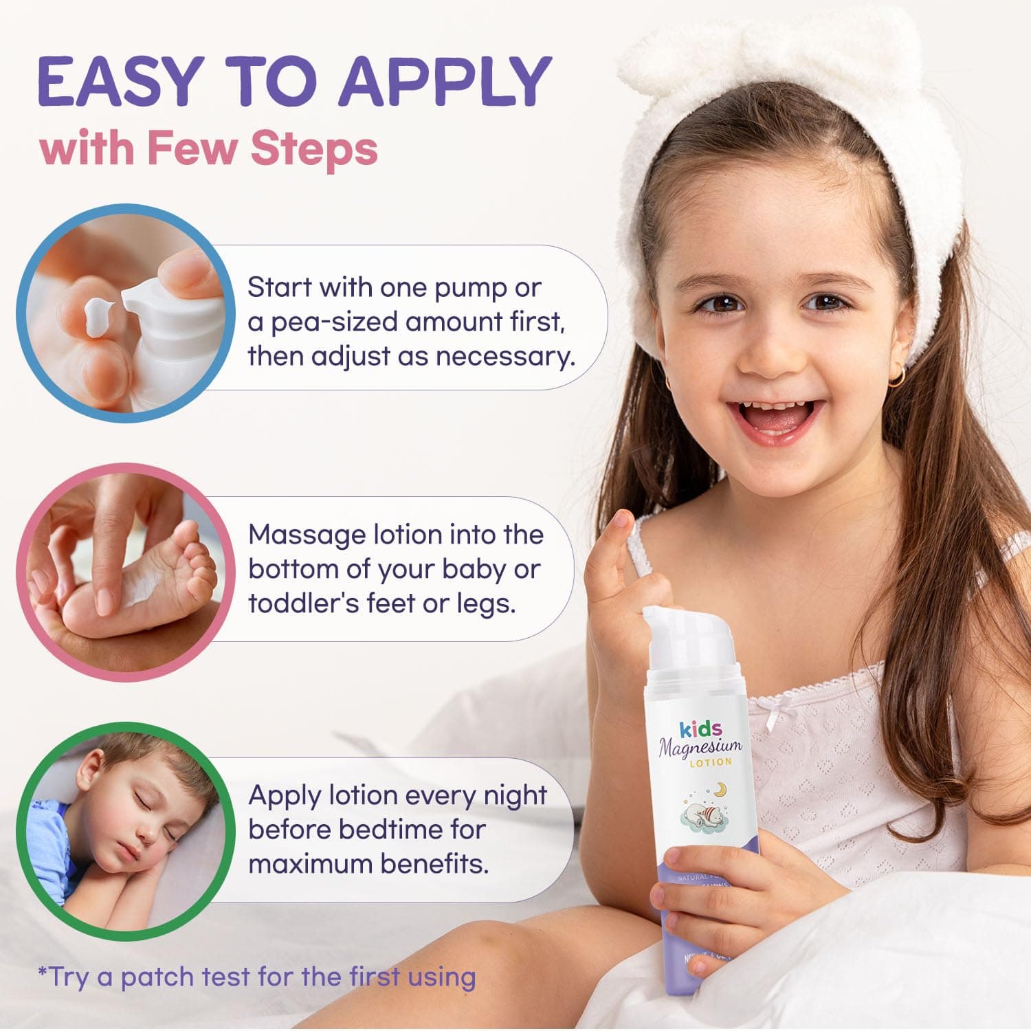 Magnesium Lotion for Kids & Babies Sleep - Bedtime Calming Body Cream with Natural Ingredients & Multi Vitamins - Topical Magnesium Soothing Relief,