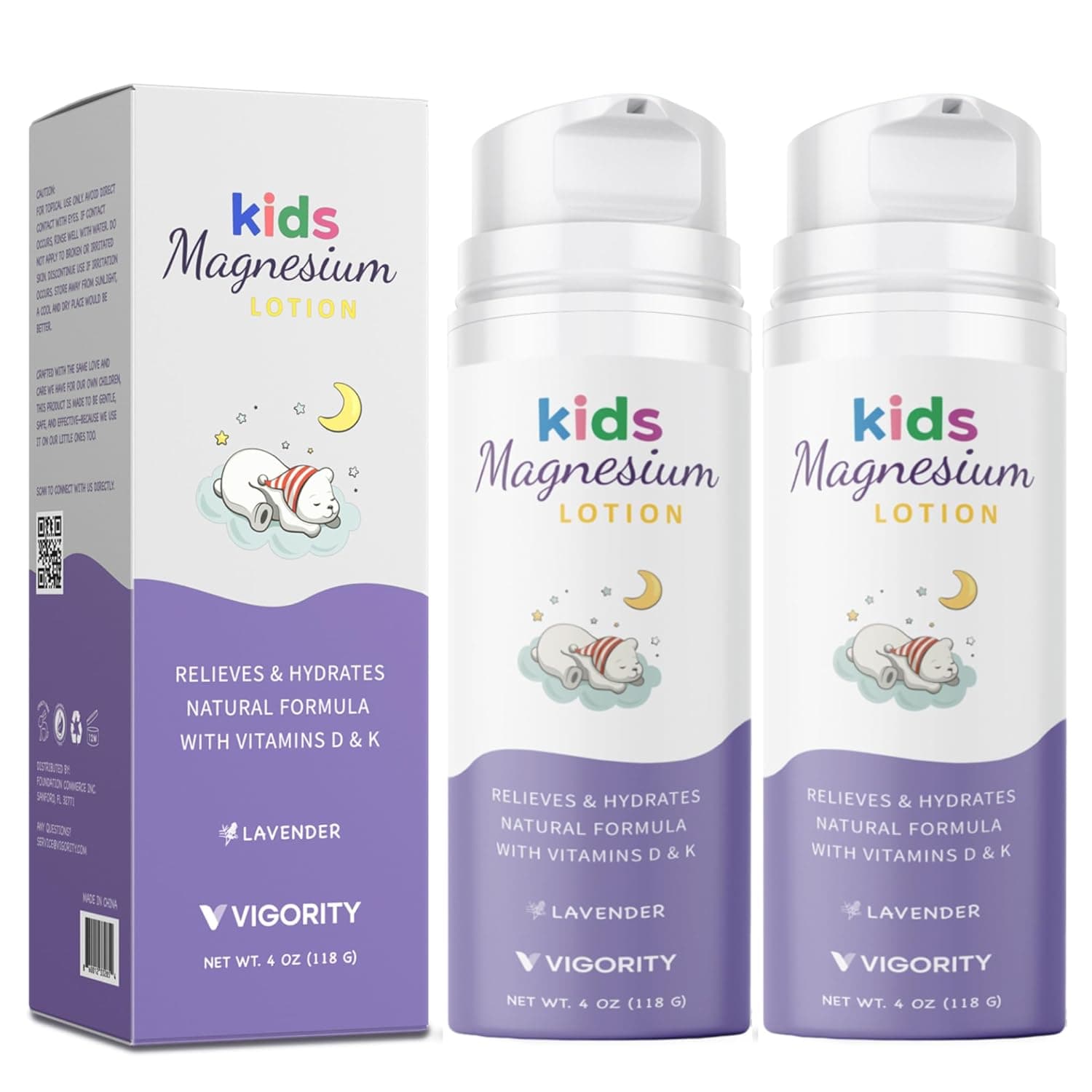 Magnesium Lotion for Kids & Babies Sleep - Bedtime Calming Body Cream with Natural Ingredients & Multi Vitamins - Topical Magnesium Soothing Relief,