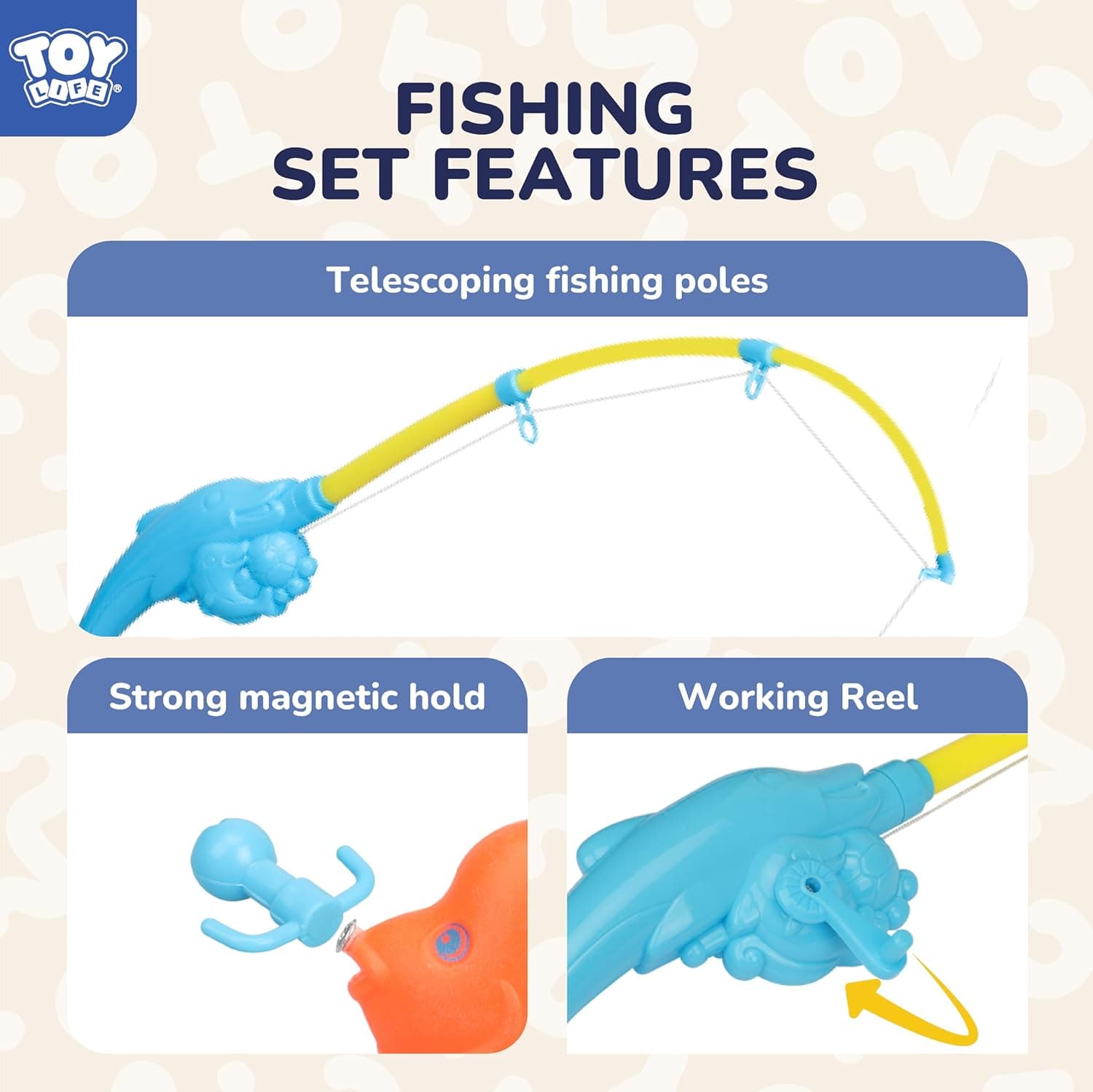 TOY Life 4-Player Magnetic Fishing Game for Kids 3-5 - Toddler Fishing Pole Set with Fish Toys - Bath & Pool Toys