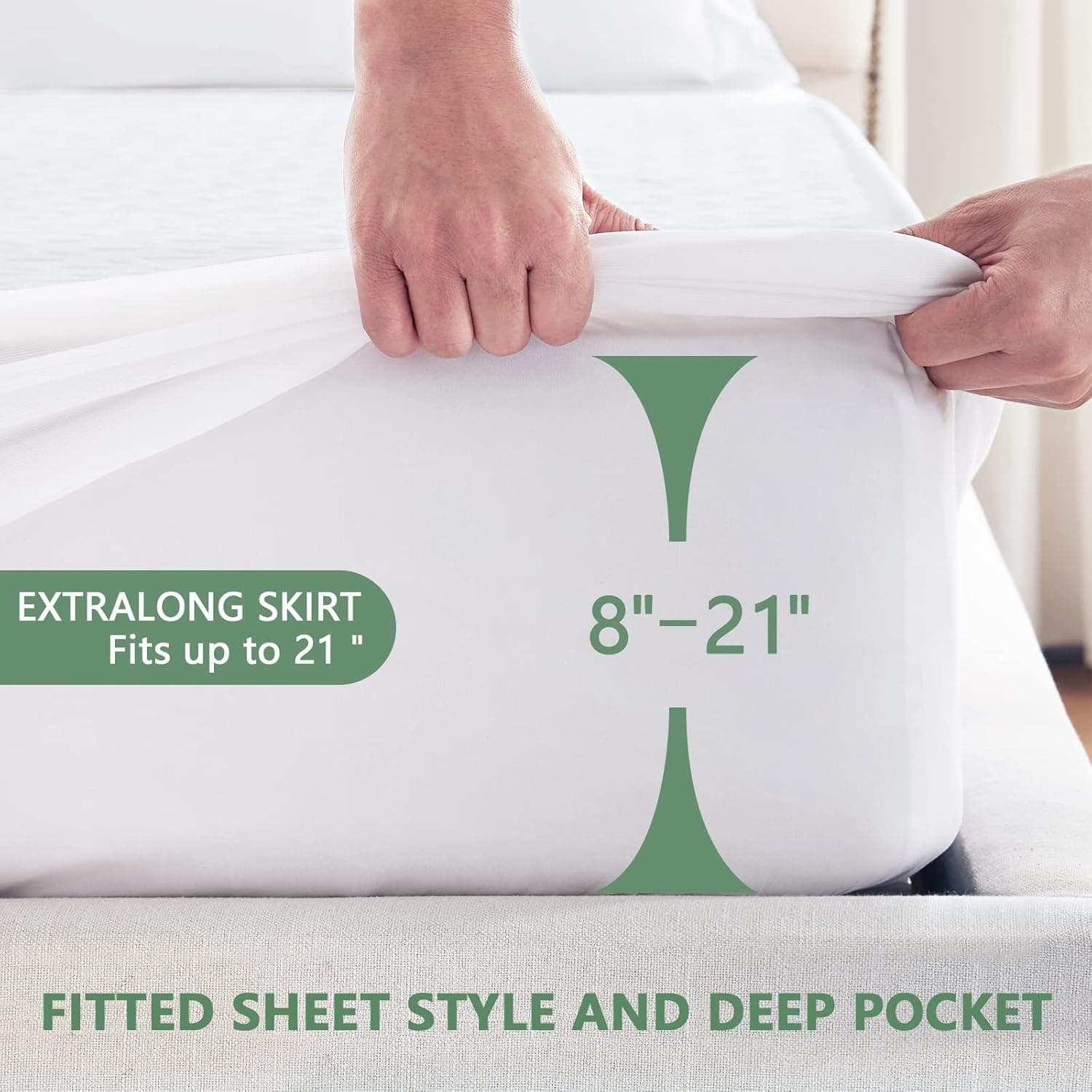 Premium Waterproof Mattress Protector King Size, Breathable Bed Cover 3D Air Fabric Cooling Mattress Pad Cover Smooth Soft Noiseless Washable