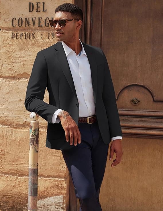 Miniatura de PJ PAUL JONES Men's Casual Sport Coats One Button Slim Fit Blazer Lightweight Notched Lapel Solid Suit Jacket 2
