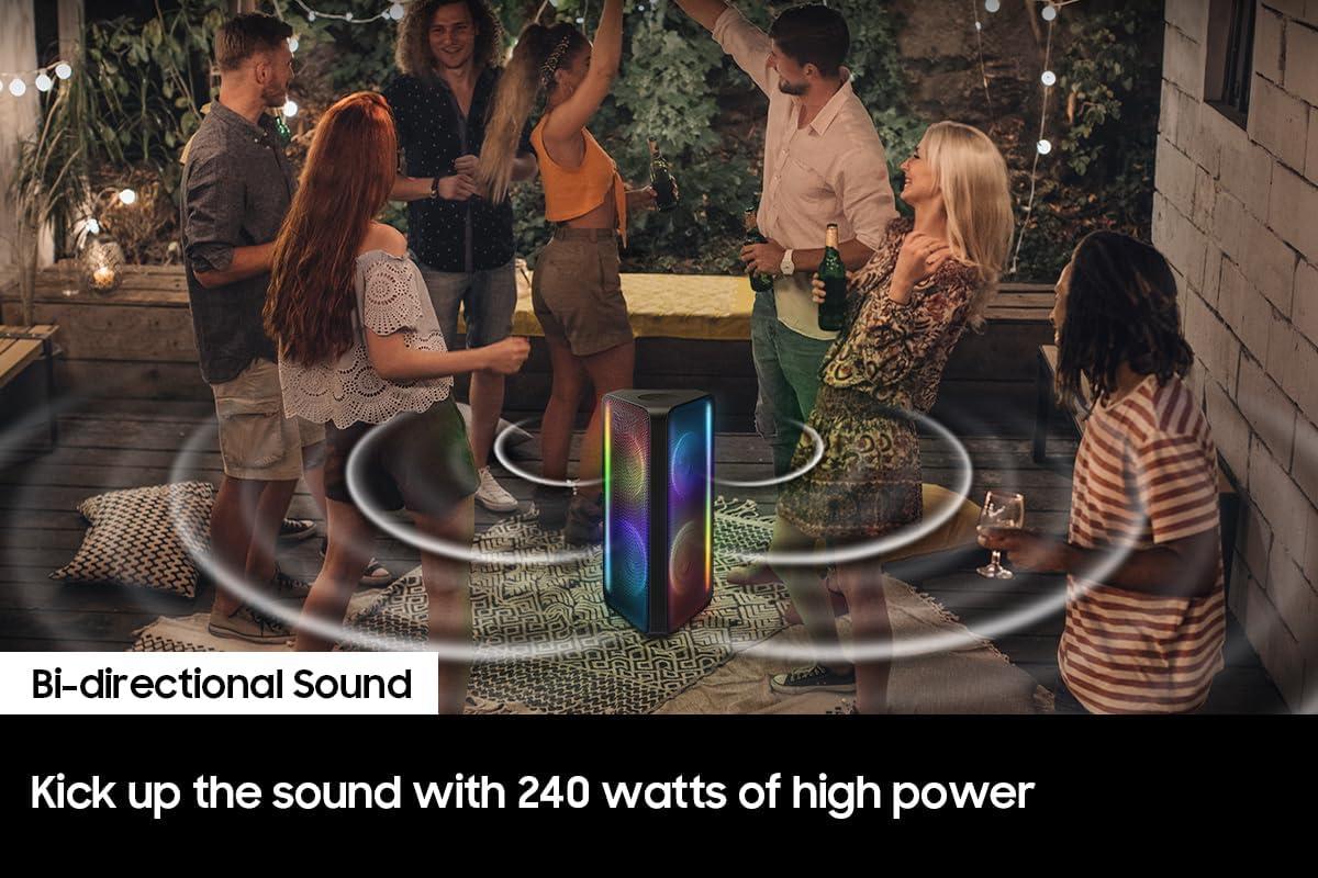 SAMSUNG MX-ST50B Sound Tower High Power Audio, 240W Floor Standing Speaker, Bi-Directional Sound, Built-In Battery, IPX5 Water Resistant, Party Light