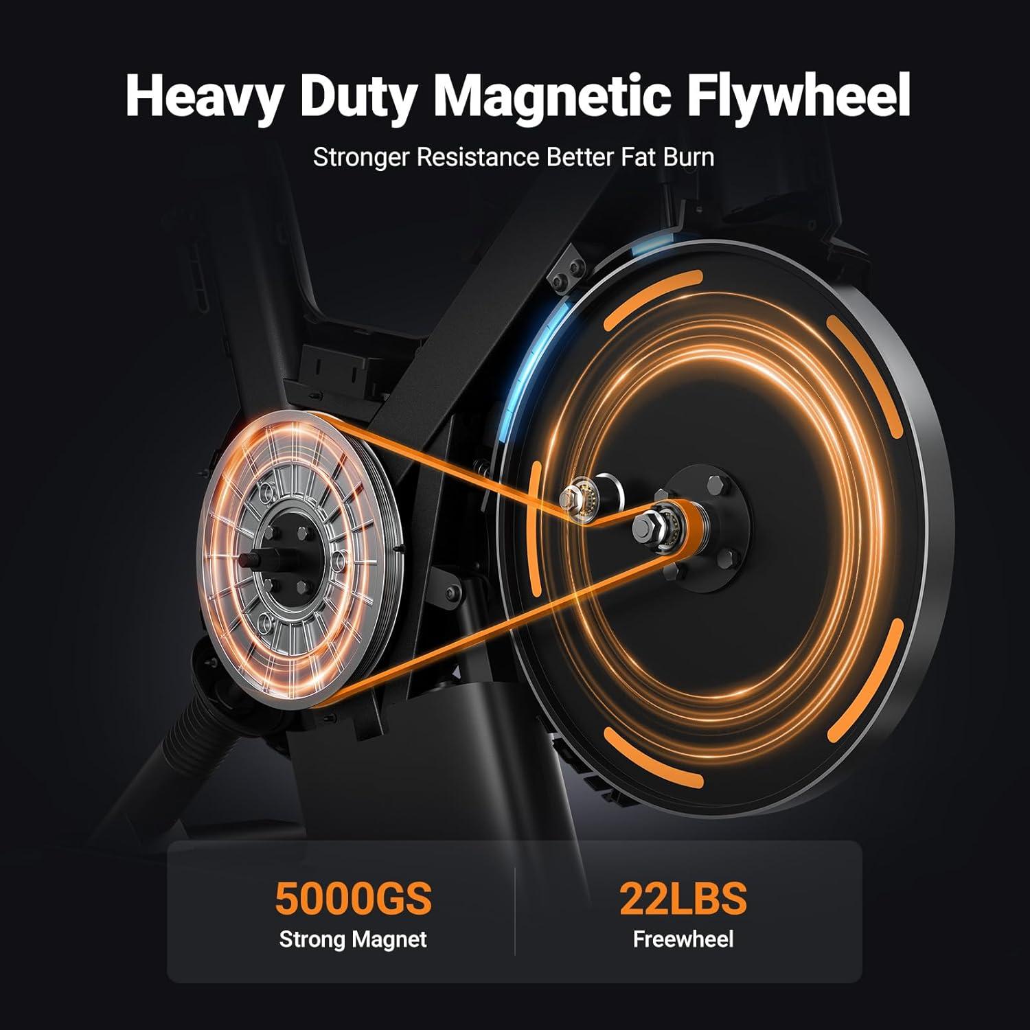 MERACH Magnetic Exercise Bike, Indoor Cycling Bike with Self-Developed App, 350 lbs Weight Capacity & 40 lbs Flywheel