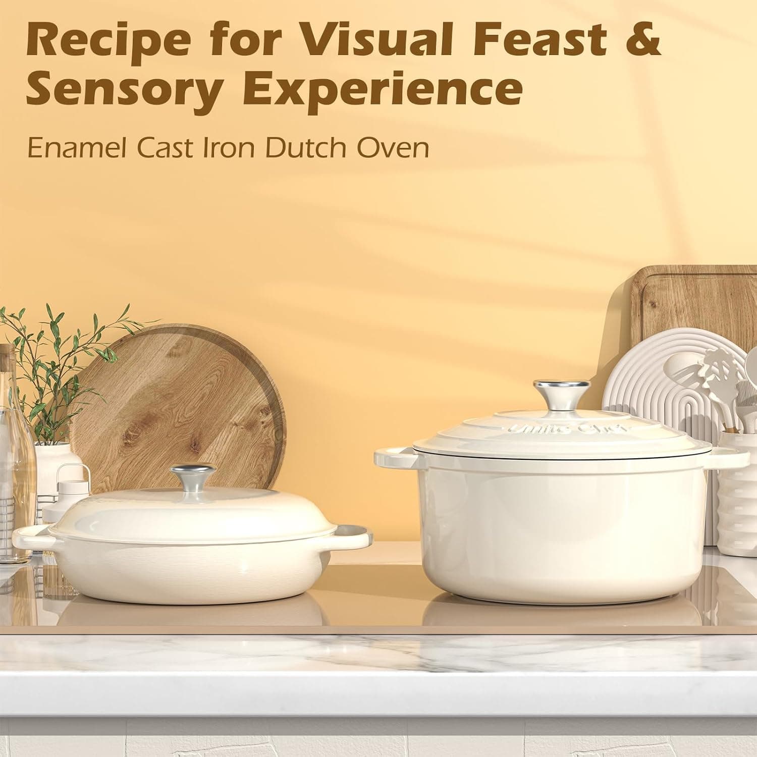 Miniatura de Enameled Cast Iron Dutch Oven - Umite Chef 5QT Pot with Lid & Cotton Potholders - Heavy-Duty Cookware for Bread Baking, Braising, Stews, Roasting 3
