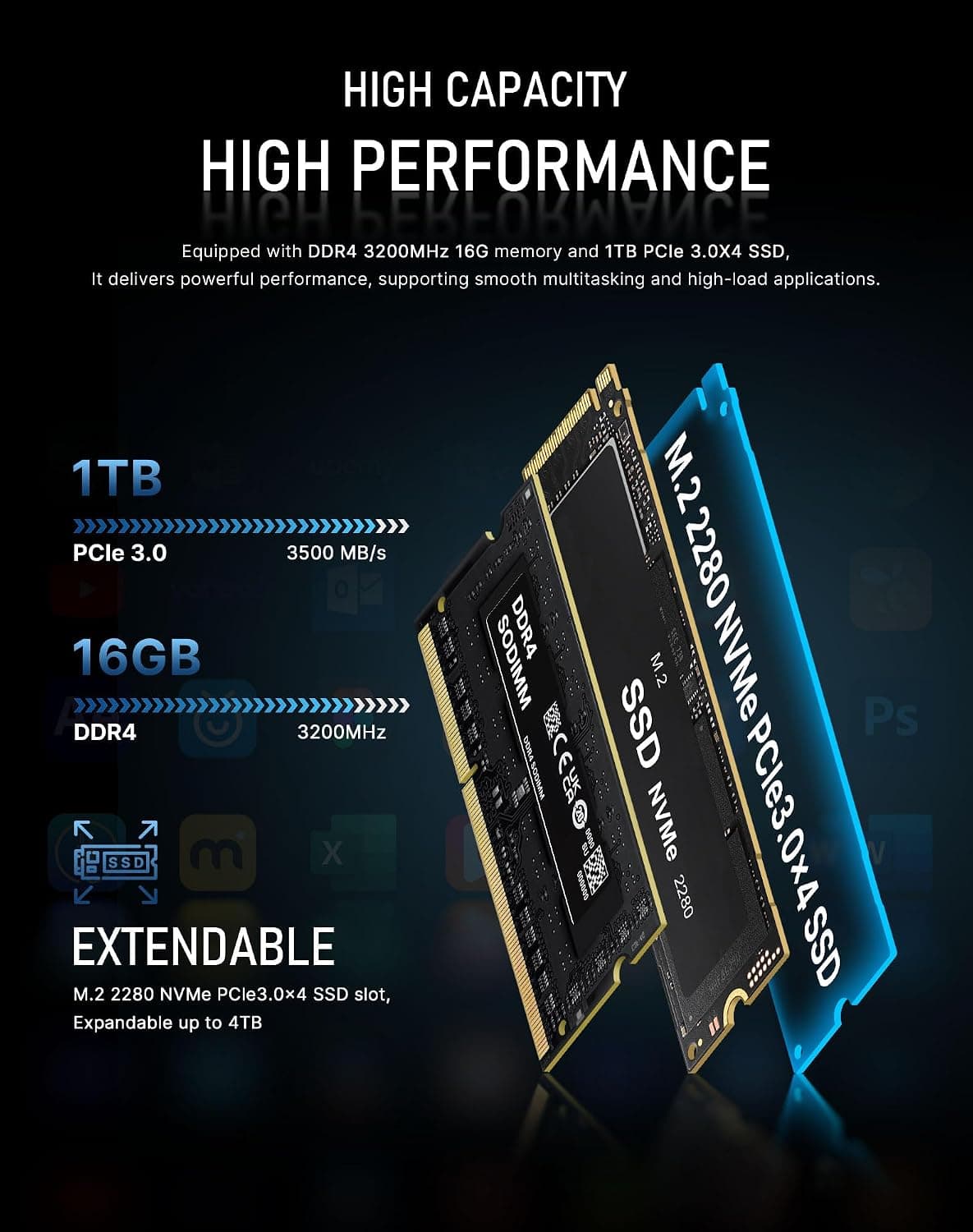 Miniatura de BOSGAME E5 Mini PC Dual LAN Home Serve, AMD 5300U 16GB DDR4 1TB PCIe 3.0x4 SSD, Triple Displays HDMI 2.0x1, DPx1, USB-C x1, Wi-Fi 5, BT 5.0 2