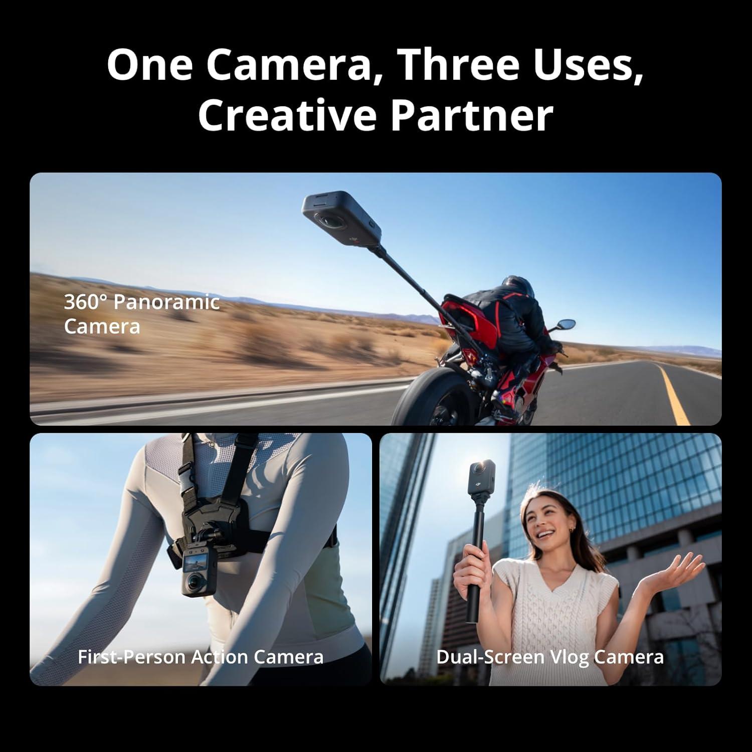 DJI Osmo 360 Camera Adventure Combo, Waterproof 8K 360° Action Camera with 1-Inch 360° Imaging, Extended Battery Life with 3 Batteries