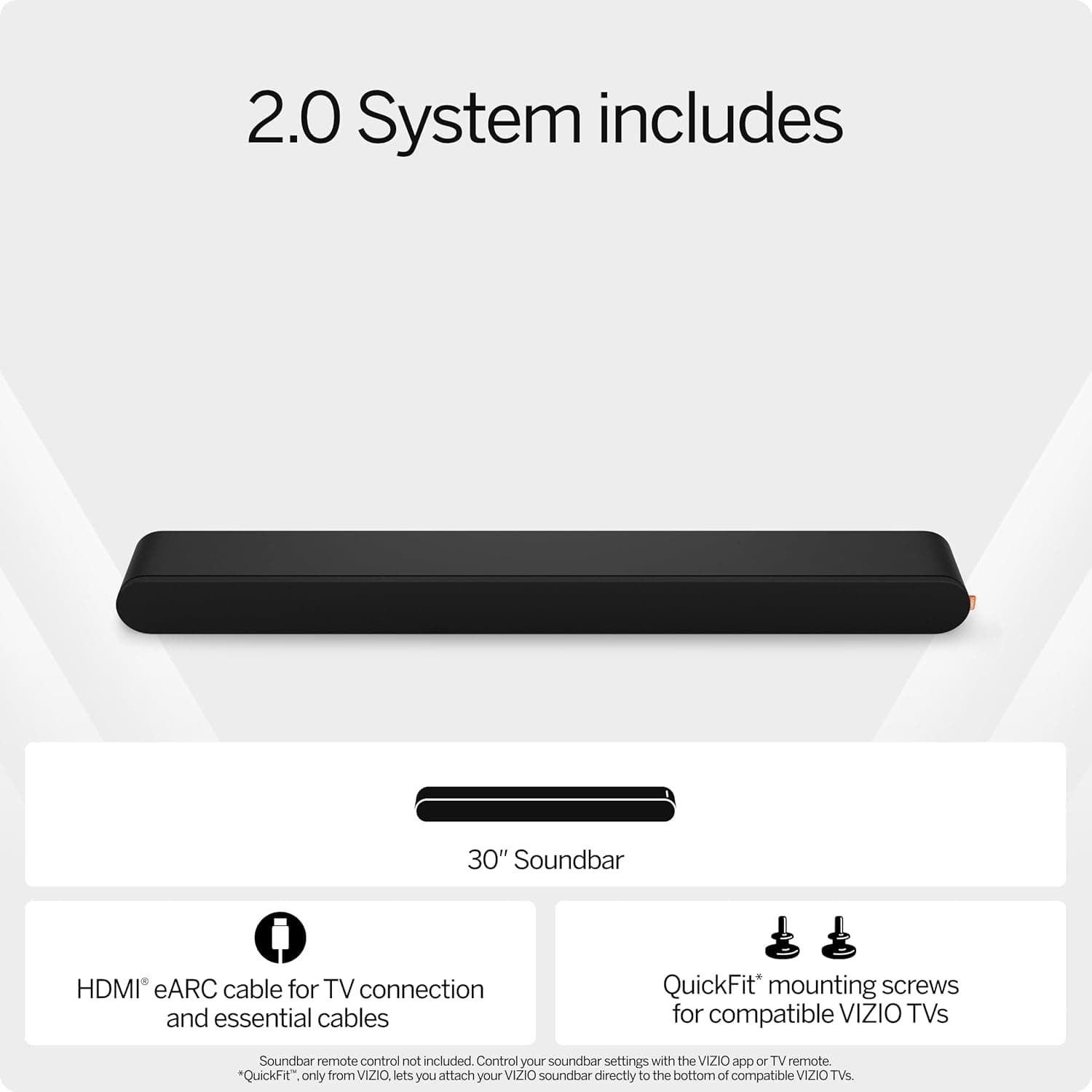 VIZIO 2.0 Soundbar w/Dolby Atmos & DTS:X, Bluetooth Speaker, QuickFit™ Compatible
