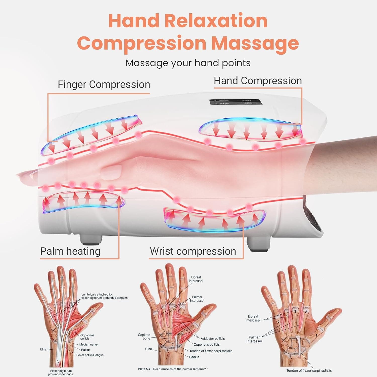 Miniatura de Hand Massager with Heat and Compression, Cordless Electric Hand held Massager for Arthritis and Carpal Tunnel 3