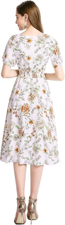 Miniatura de Gardenwed Chiffon Floral Dresses Summer Sun Beach Dresses for Women with Elastic Waist 3