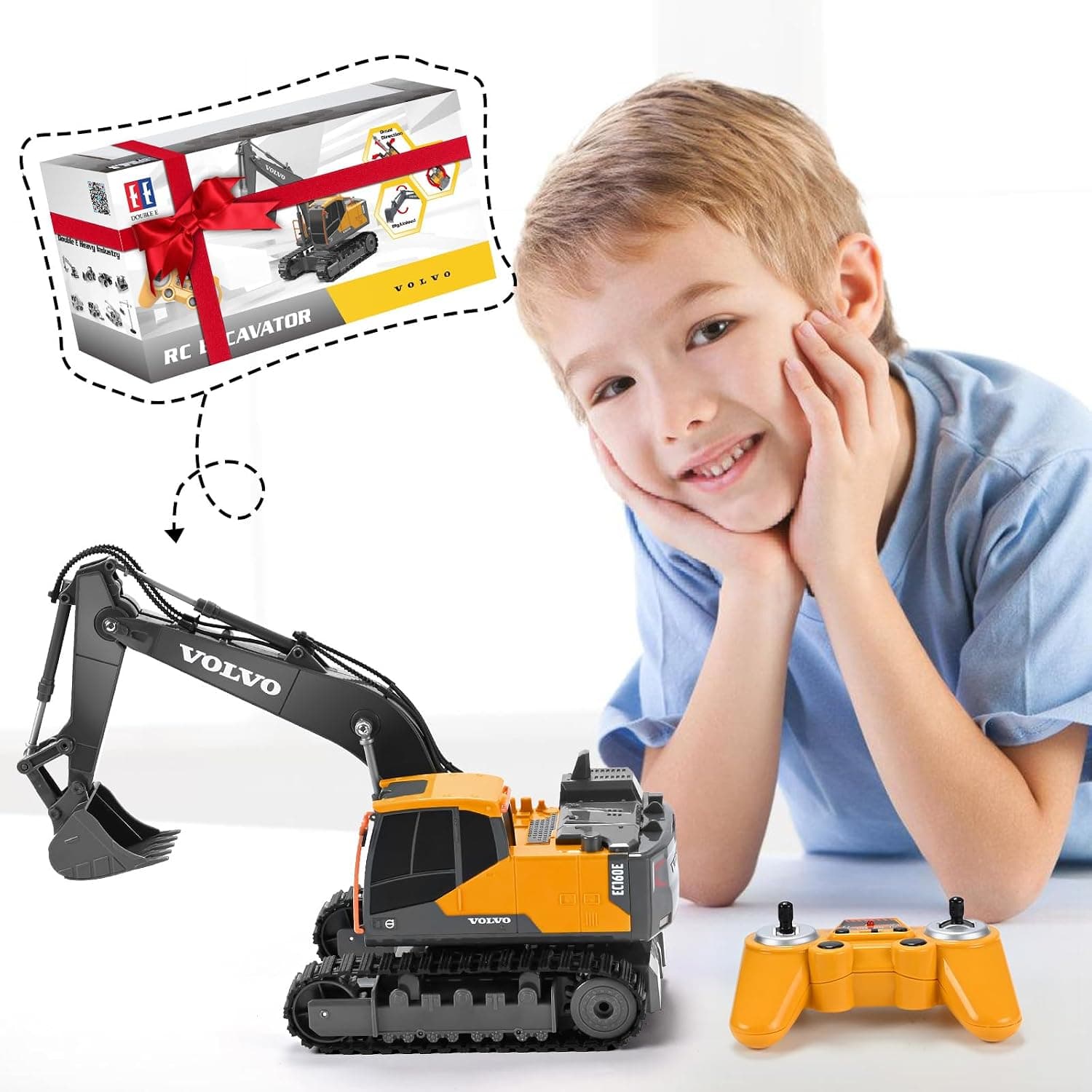 Miniatura de DOUBLE E Volvo RC Excavator Remote Control Excavator Toy for Boys Full Function Construction Vehicles Toys 2