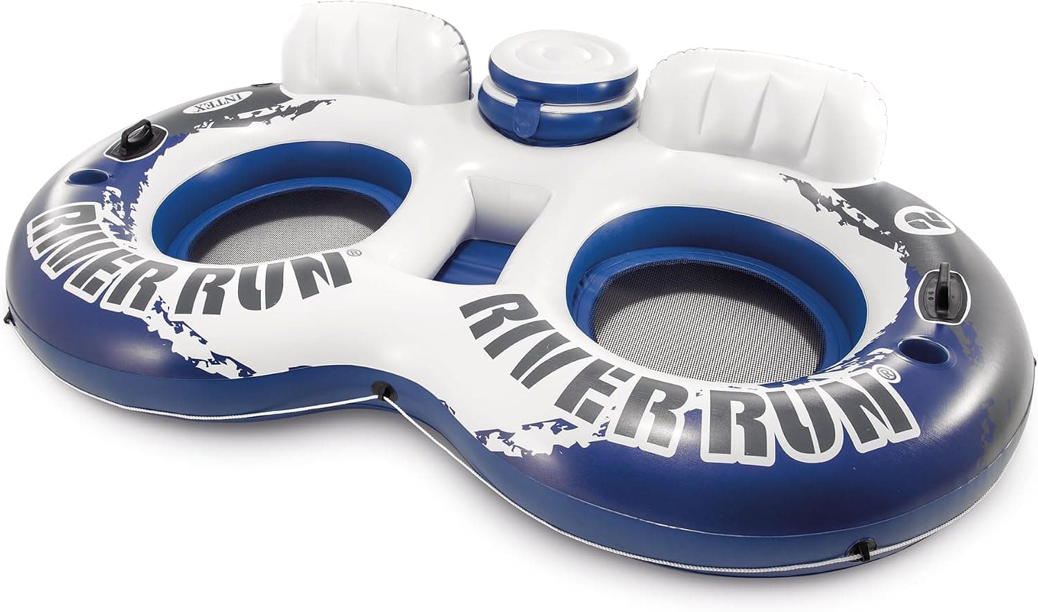 Intex 58837EP River Run 2, Sillón Flotante Inflable para 2 Personas con Respaldos, Portavasos y Hielera