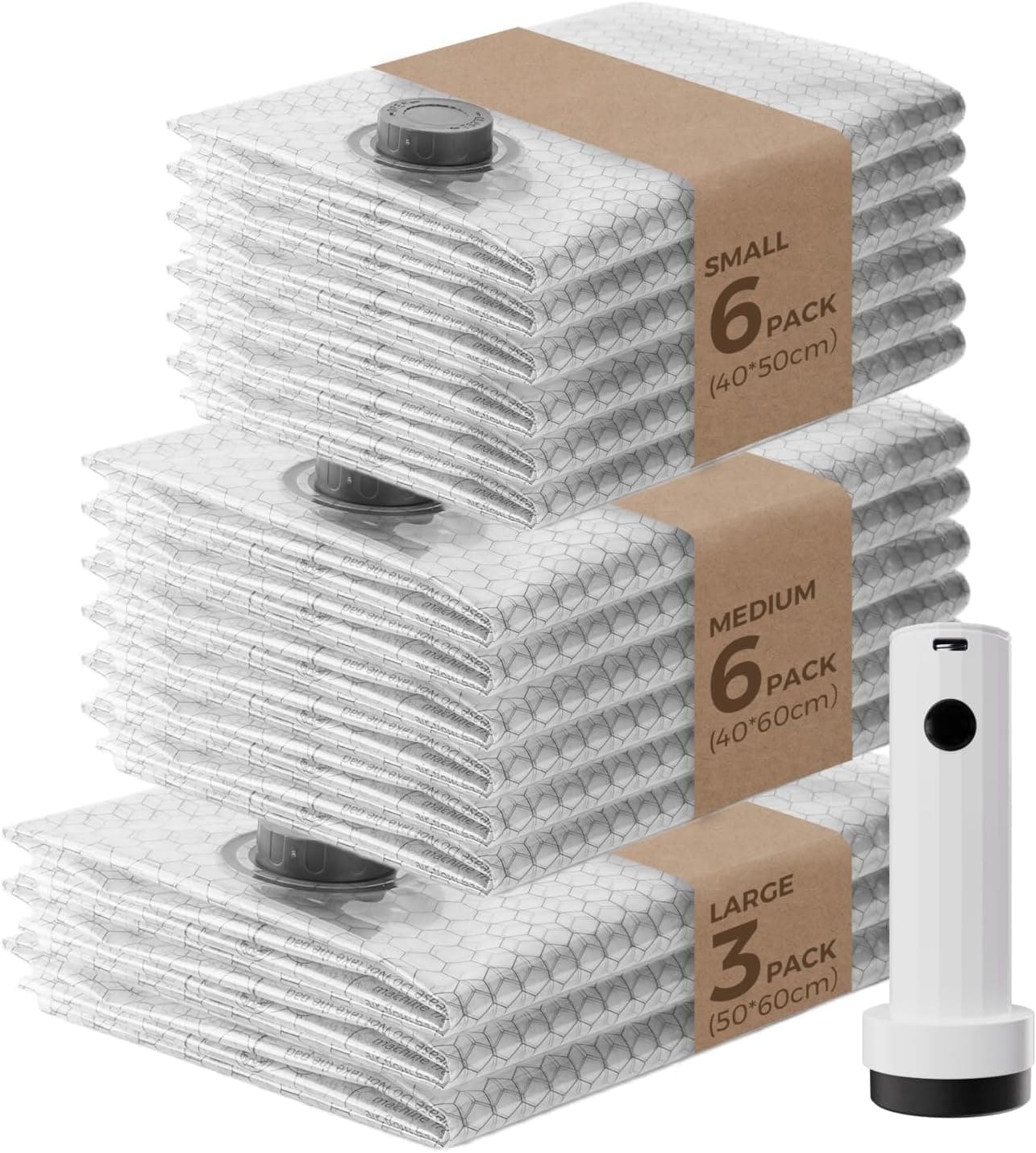 VOLLYC Vacuum Bags for Clothing Travel with Rechargeable Air Pump