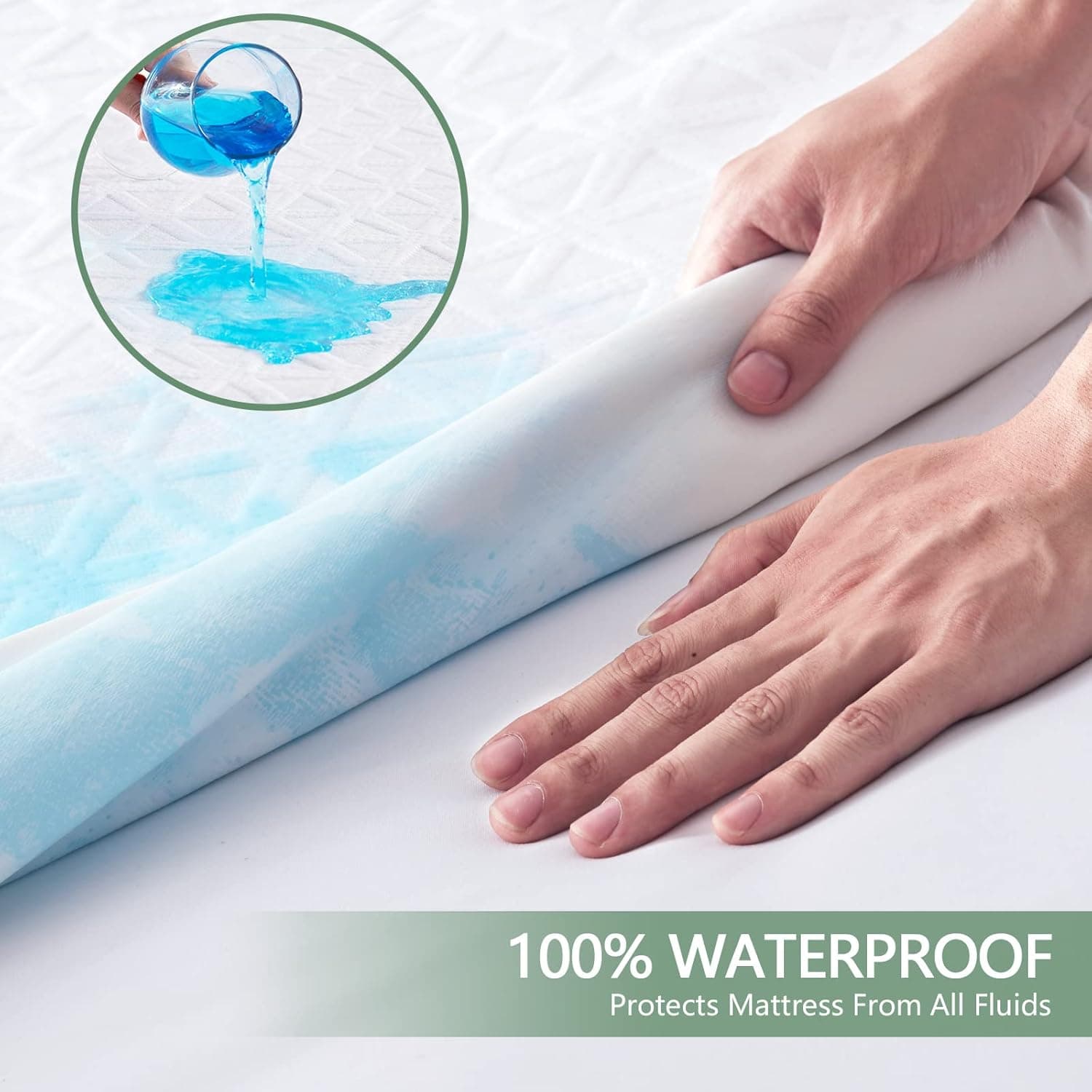 Premium Waterproof Mattress Protector King Size, Breathable Bed Cover 3D Air Fabric Cooling Mattress Pad Cover Smooth Soft Noiseless Washable