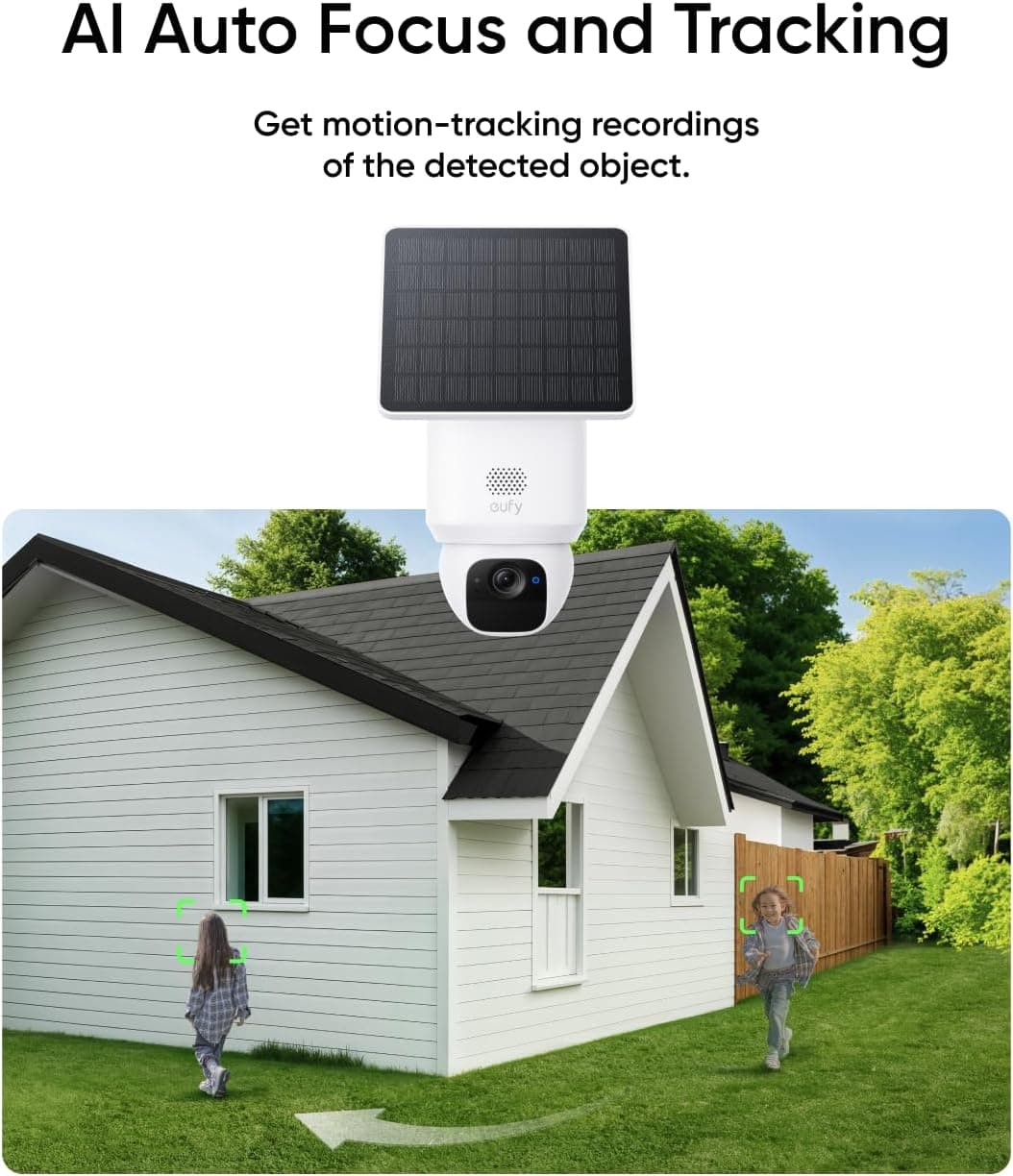 eufy Security SoloCam E30, Security Cameras Wireless Outdoor, Solar Camera Outdoor Wireless, 360° Pan, AI Tracking