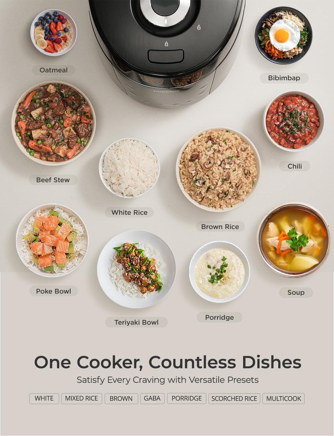 CUCKOO High Pressure Rice Cooker 10-Cup Uncooked / 20-Cup Cooked with Nonstick Inner Pot, Large Rice Maker with 13 Menu Options and Steam Plate