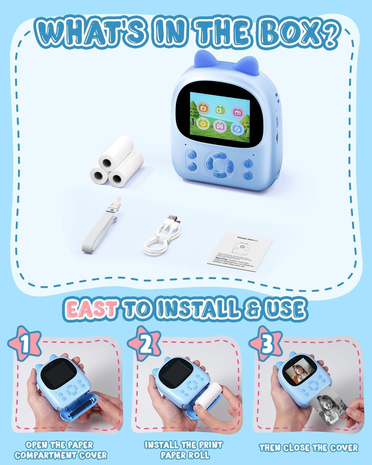 Kids Camera Instant Print Photos, Digital Instant Print Camera for Kids