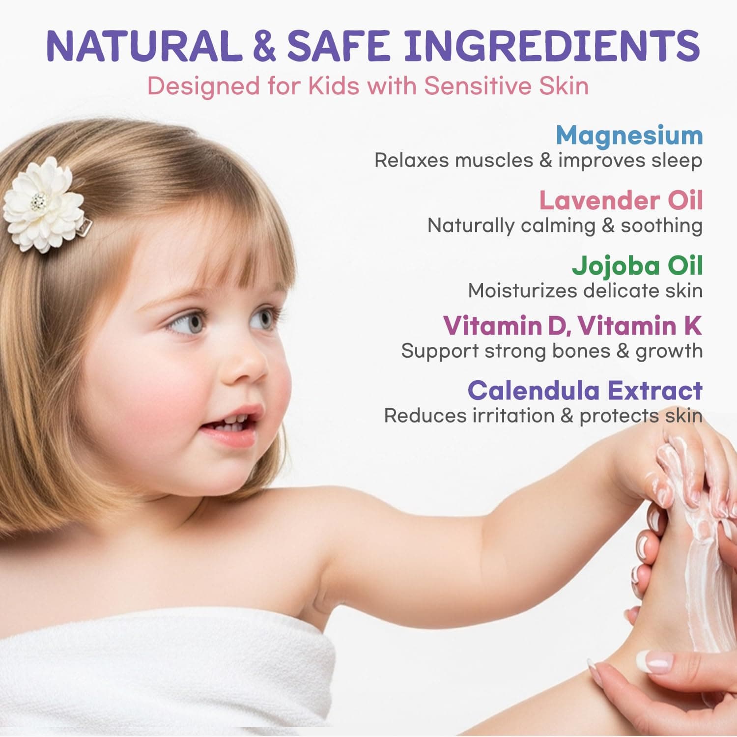 Magnesium Lotion for Kids & Babies Sleep - Bedtime Calming Body Cream with Natural Ingredients & Multi Vitamins - Topical Magnesium Soothing Relief,