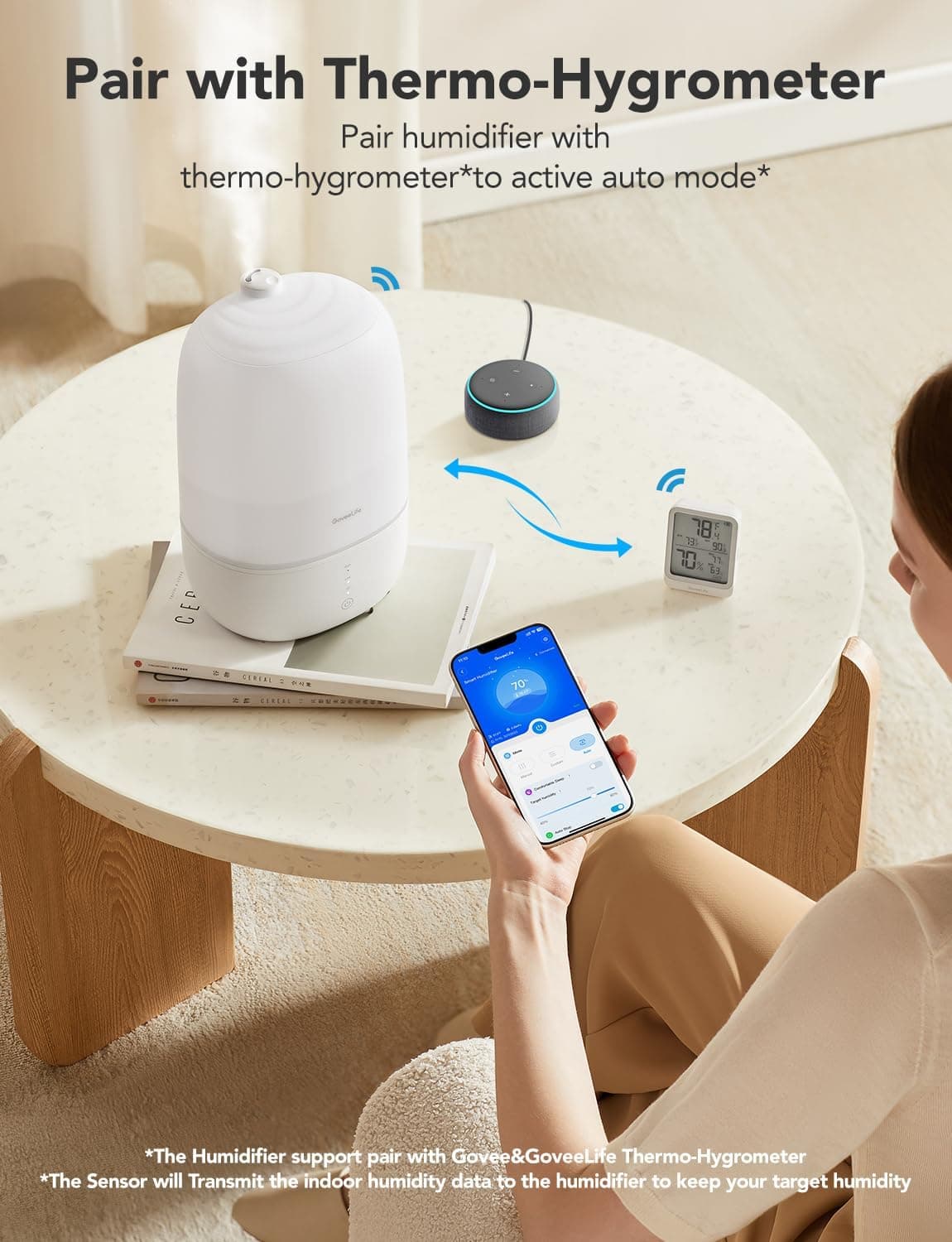 GoveeLife Smart Humidifiers for Bedroom, 3L Top Fill Cool Mist Humidifiers with Essential Oil Diffuser