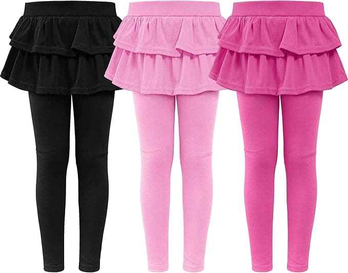 Girls Leggings with Skirt for Girls Kids School Uniform Pants Toddler Ruffle Pants Tutu Pull On Warm Clothes