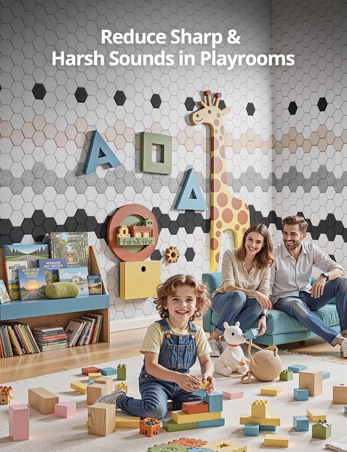 Acoustic Wall Panels Sound Absorbing, Honeycomb Self Adhesive Wall Tiles Panel, 12 Pack Decorative