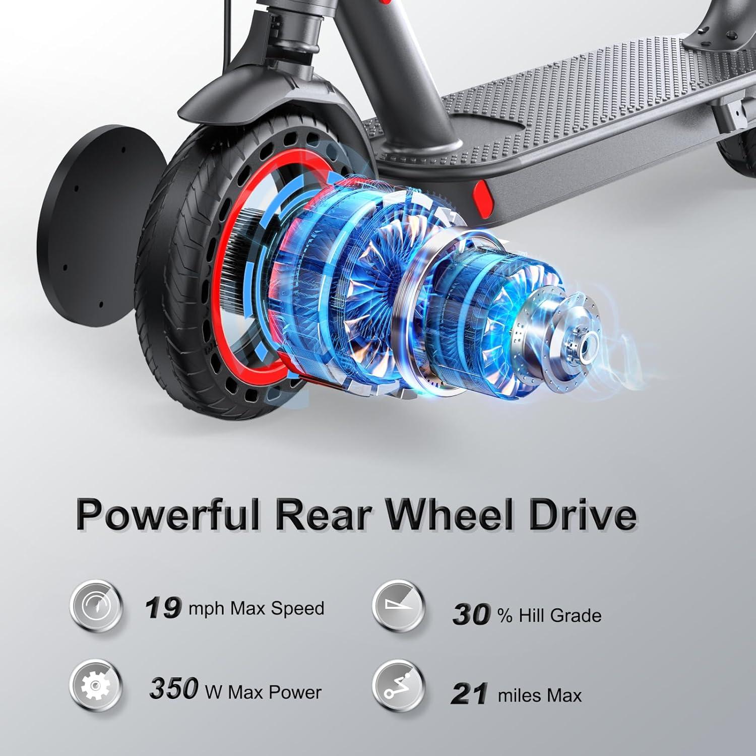 Electric Scooter - 8.5"/10'' Solid Tires, 350W/500W Motor, Up to 19-22MPH and 21-24Miles Long-Range Portable Commuting Scooter