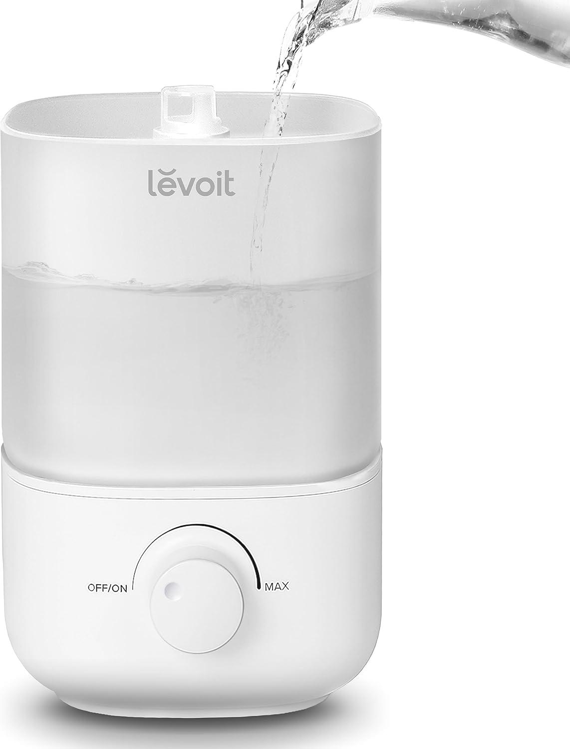LEVOIT Top Fill Humidifiers for Bedroom, 2.5L Tank for Large Room, Easy to Fill & Clean, 28dB Quiet Cool Mist Air Humidifier
