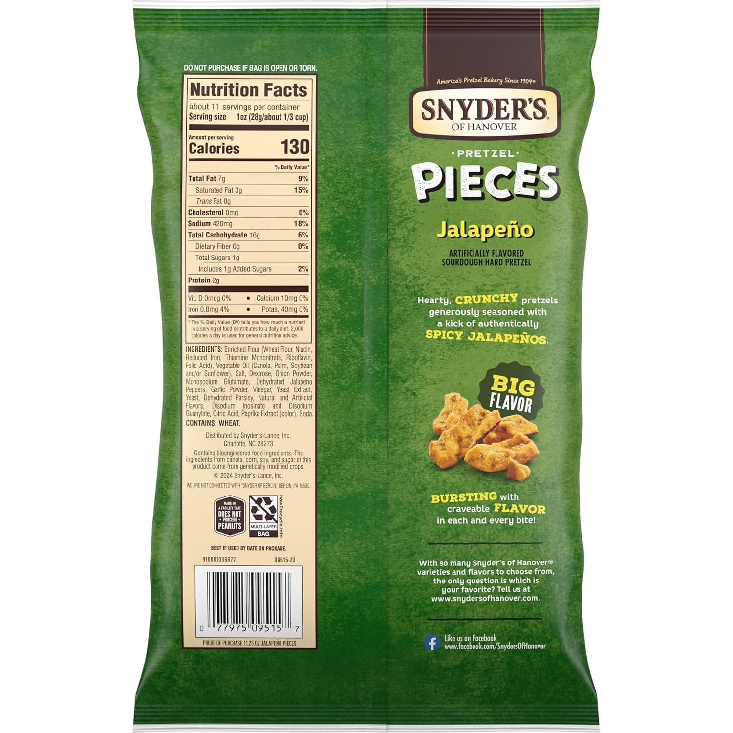 Snyder's of Hanover Jalapeño Flavored Pretzel Pieces, 11.25 Oz