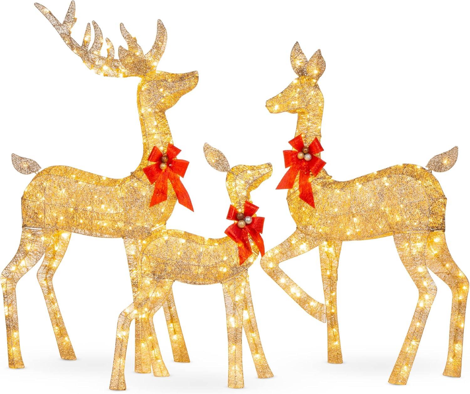 Best Choice Products 3-Piece Large Lighted Christmas Deer Family Set 5Ft Outdoor Yard Decoration with 360 LED Lights