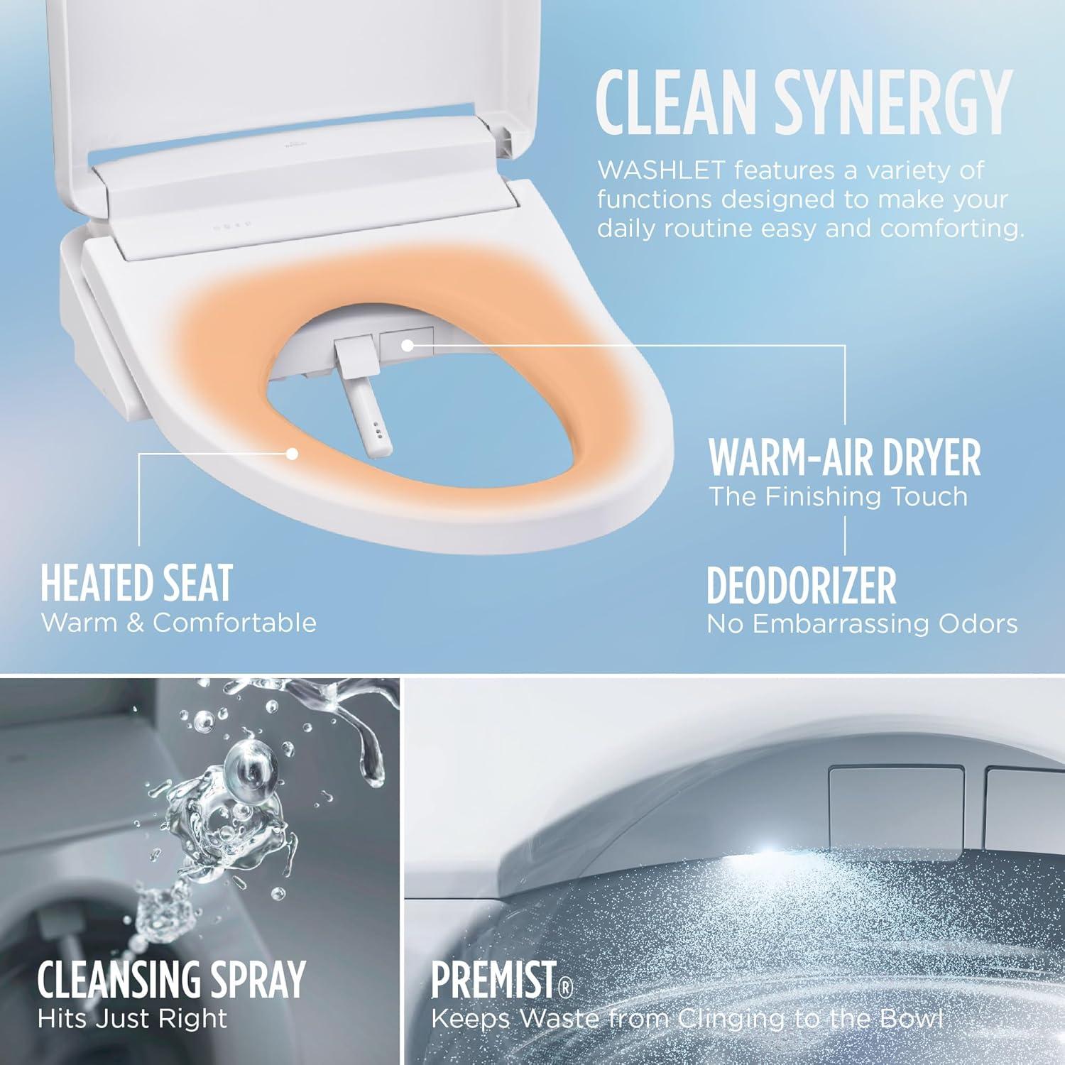 Asiento Bidet Electrónico TOTO WASHLET S2 con Calentamiento Instantáneo, PREMIST y EWATER+