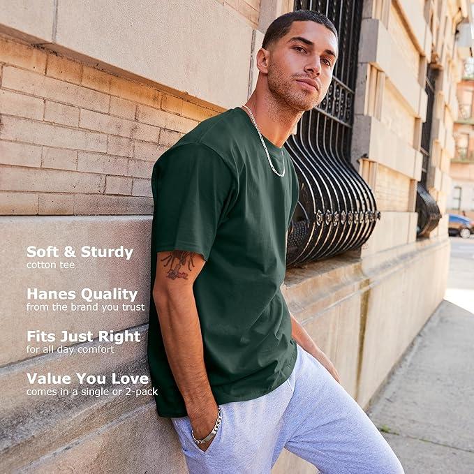 Hanes Men's Beefy-t T-Shirt, Heavyweight Cotton Tee, 1 Or 2 Pack, Big & Tall