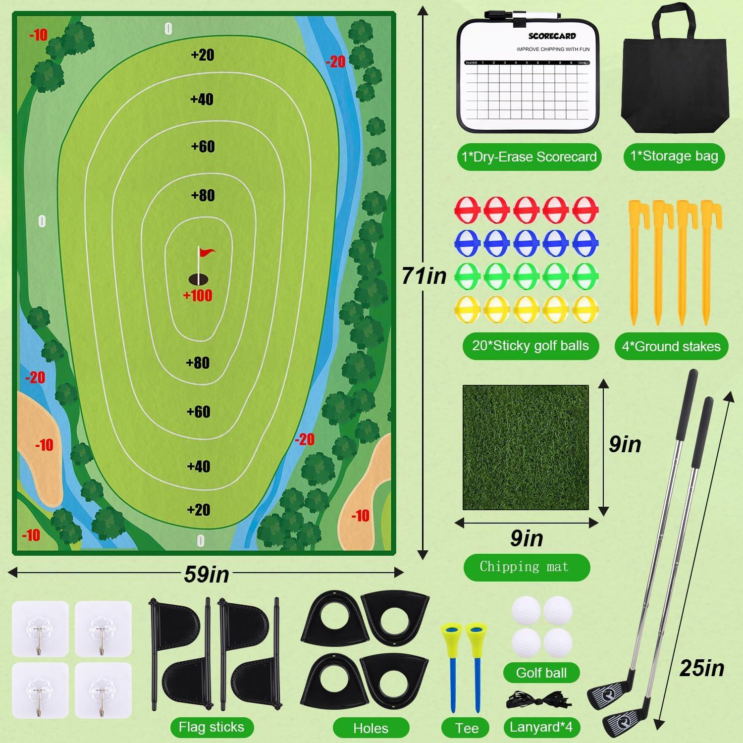Golf Chipping Game, 50pcs Golf Set for Kids, Indoor Outdoor Golf Games for Kids & Adults, Family Fun Backyard Golf Practice Set
