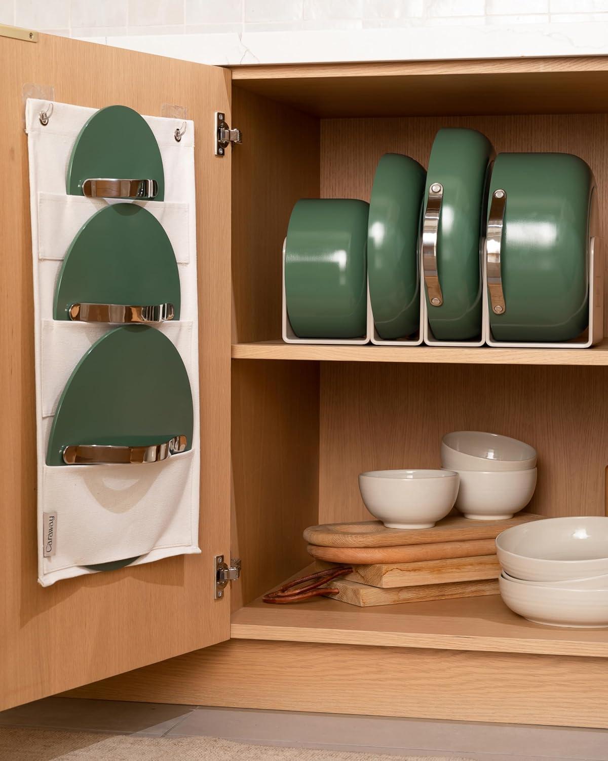 Caraway Non-stick Ceramic Cookware Set (12 Piece) Pots, Pans, Lids and Kitchen Storage - PFAS & PFOA Free - Oven Safe Pan Set & Compatible with All Stovetops