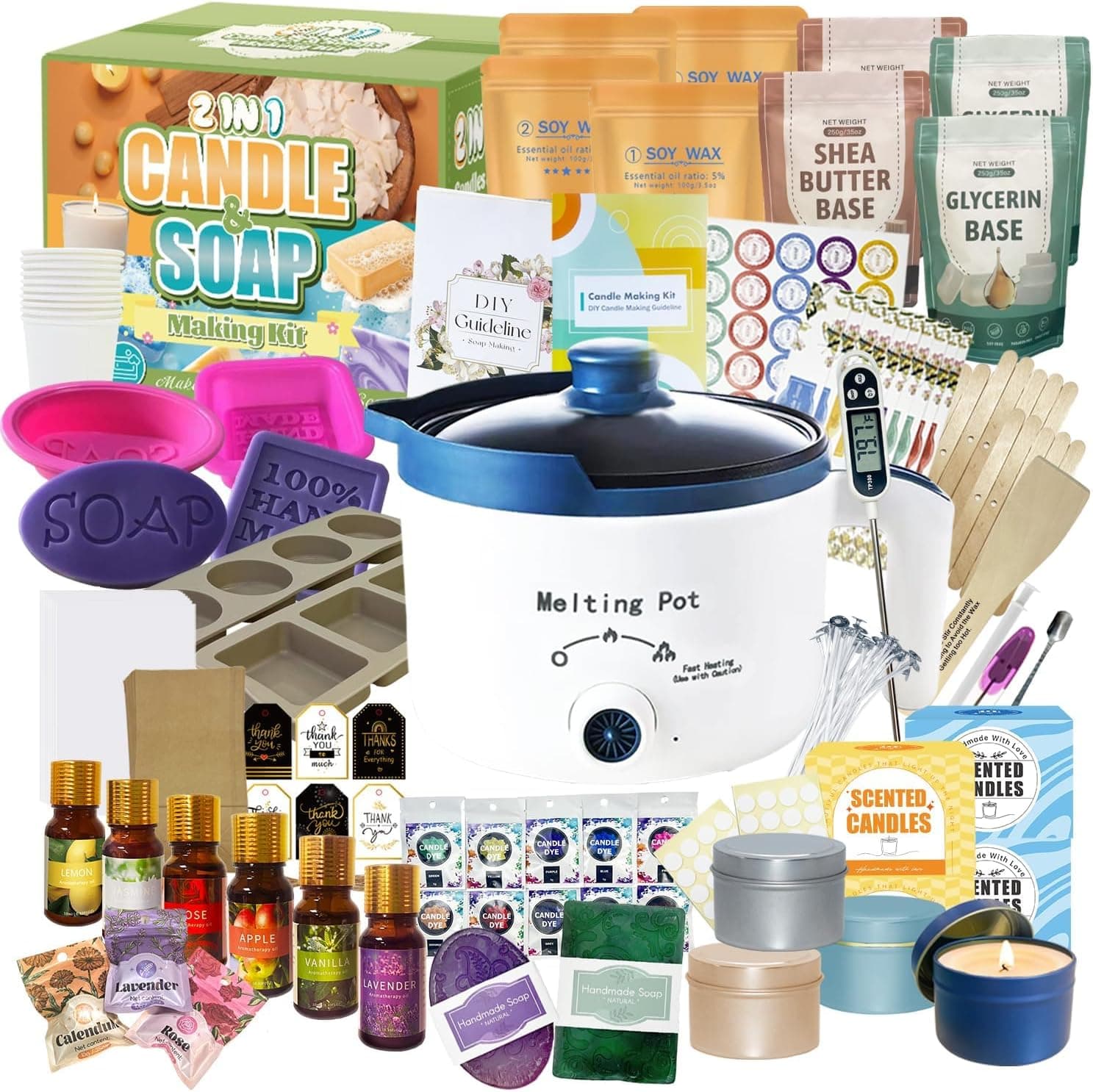PIUH 2-in-1 Candle & Soap Making Kit for Beginners, All in one Complete DIY Craft Kit 