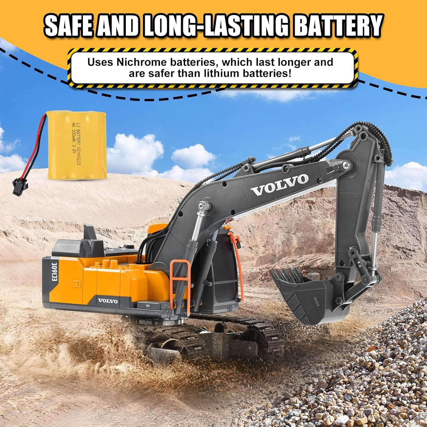 Miniatura de DOUBLE E Volvo RC Excavator Remote Control Excavator Toy for Boys Full Function Construction Vehicles Toys 6