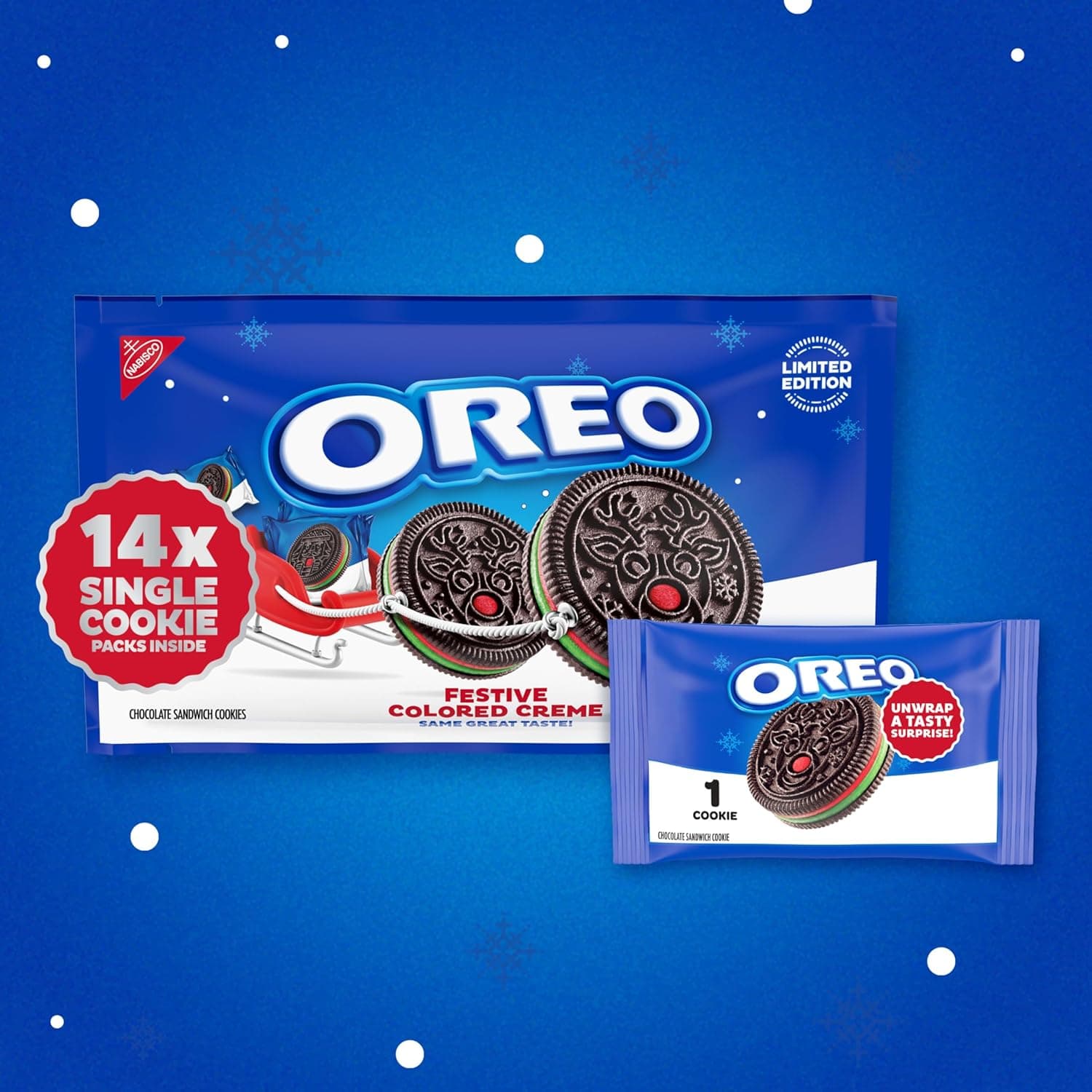 OREO Red and Green Festive Colored Creme Chocolate Sandwich Cookies, Limited Edition Holiday Cookies