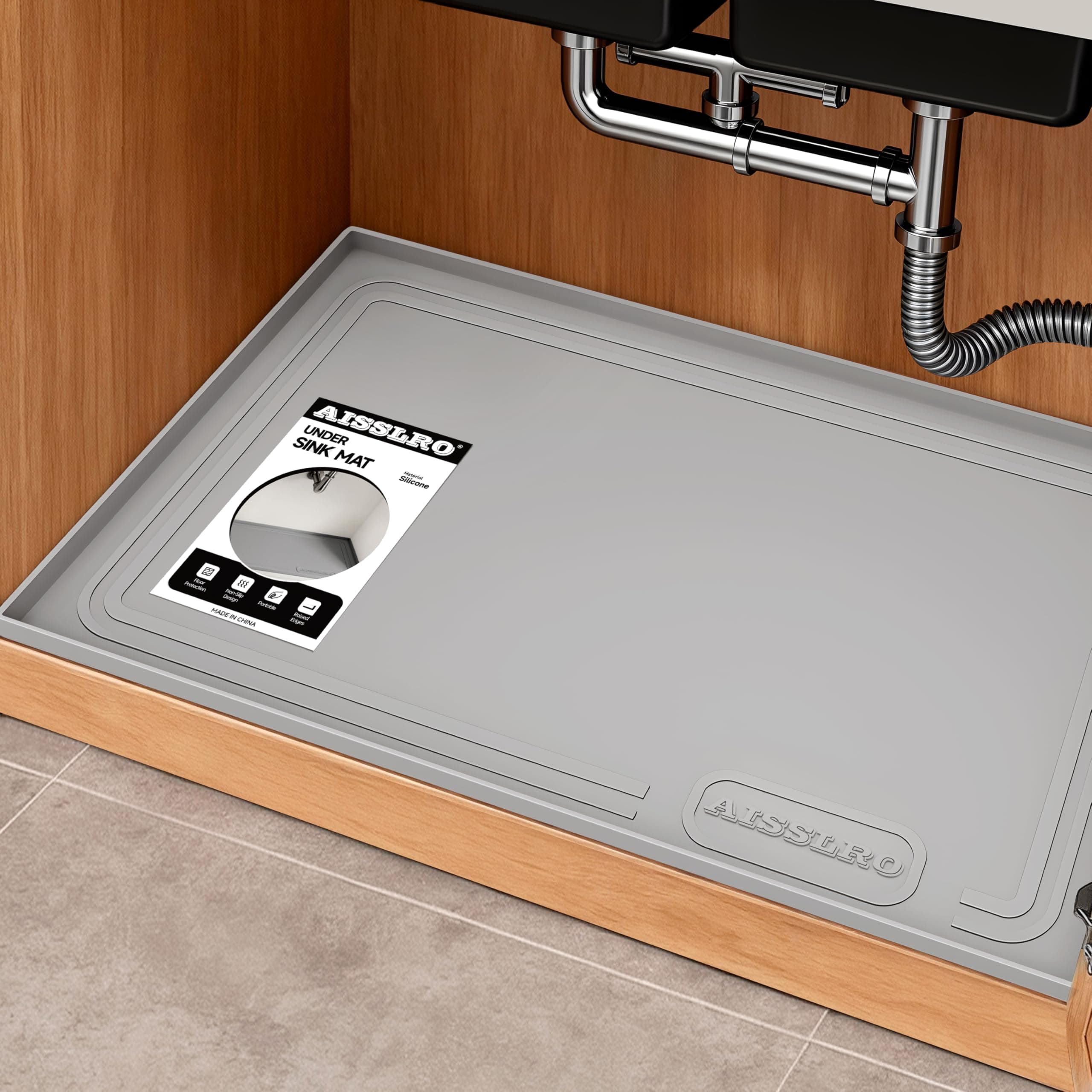 Tapete Impermeable de Silicón Aisslro para Fregadero 25" x 19" - Gris