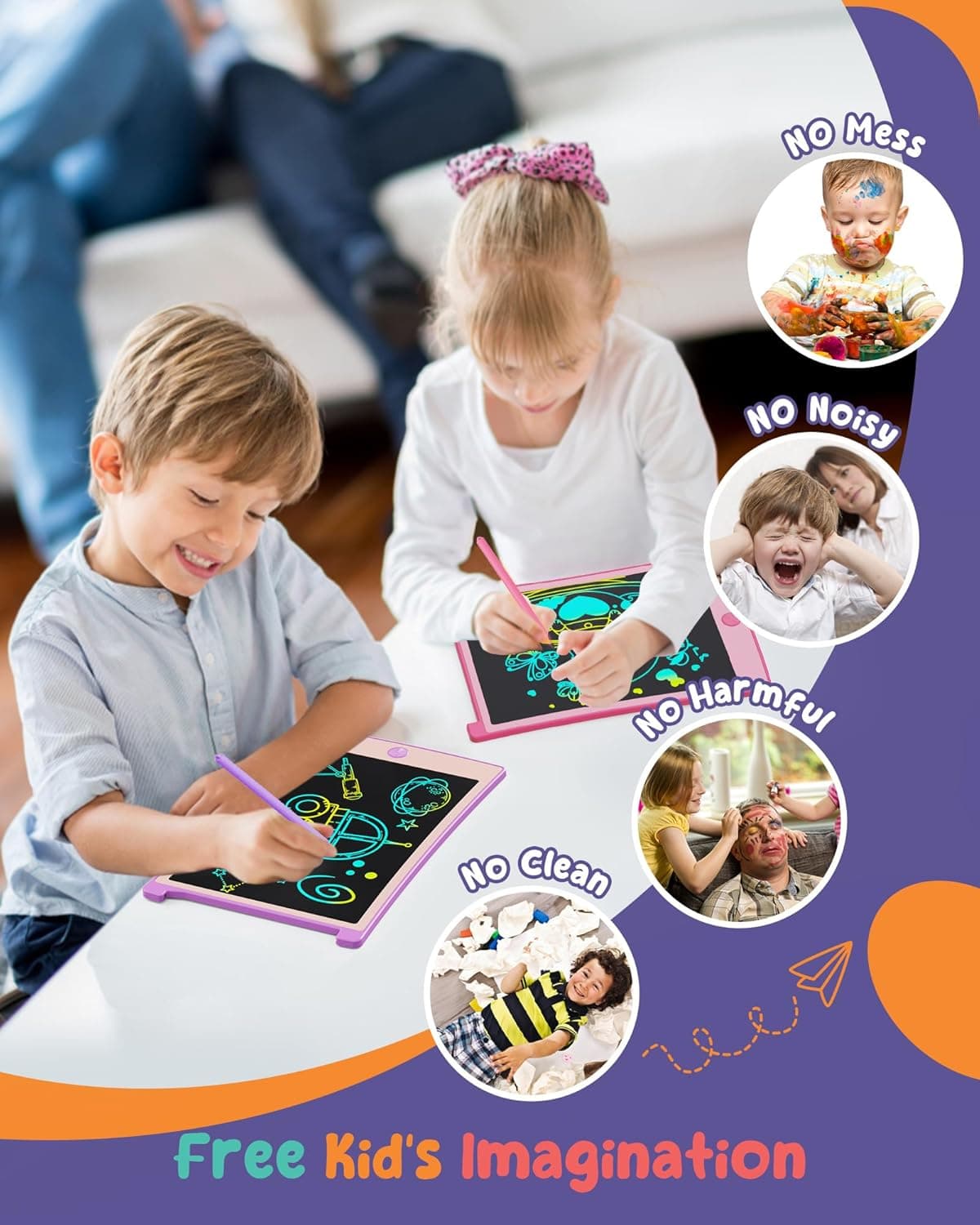 Miniatura de ORSEN 2 Pack LCD Writing Tablet for Kids, Colorful Doodle Board Drawing Pad for Kids 4