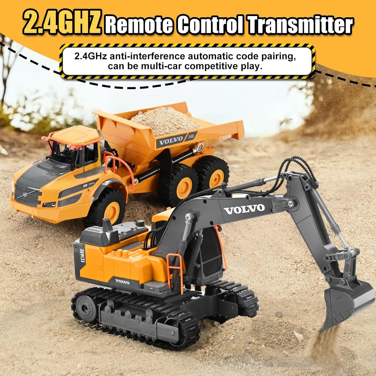 Miniatura de DOUBLE E Volvo RC Excavator Remote Control Excavator Toy for Boys Full Function Construction Vehicles Toys 5