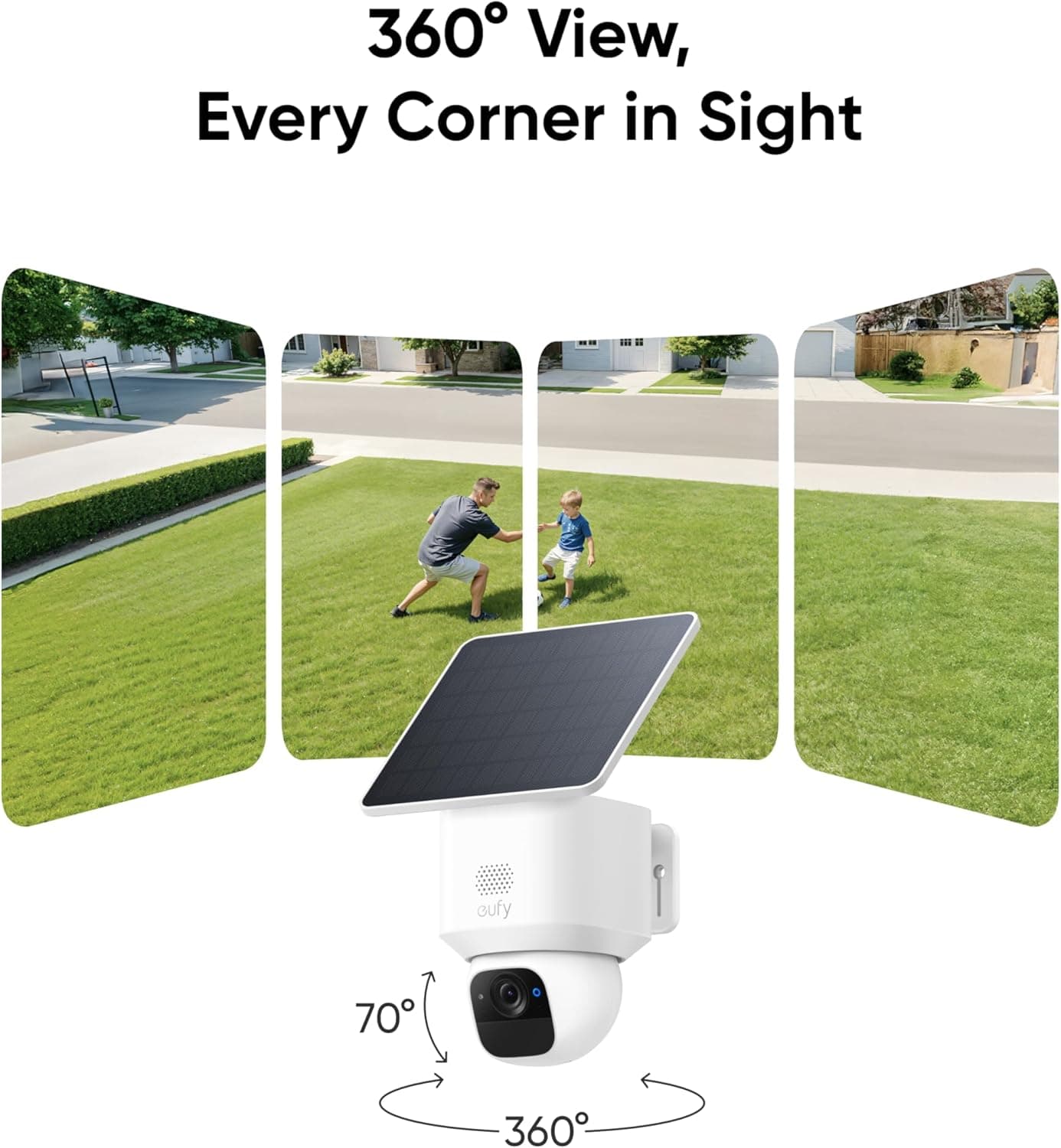 eufy Security SoloCam E30, Security Cameras Wireless Outdoor, Solar Camera Outdoor Wireless, 360° Pan, AI Tracking