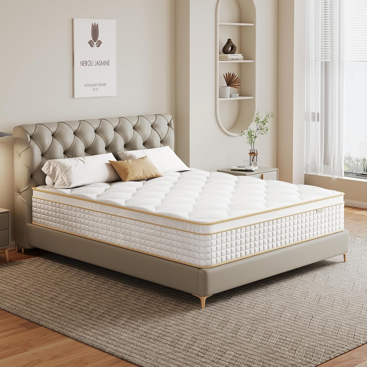 Queen Mattress 12 inch, Hybrid Mattress in a Box with Memory Foam and Pocket Springs for Pressure Relief, Medium Firm Queen Size Mattress