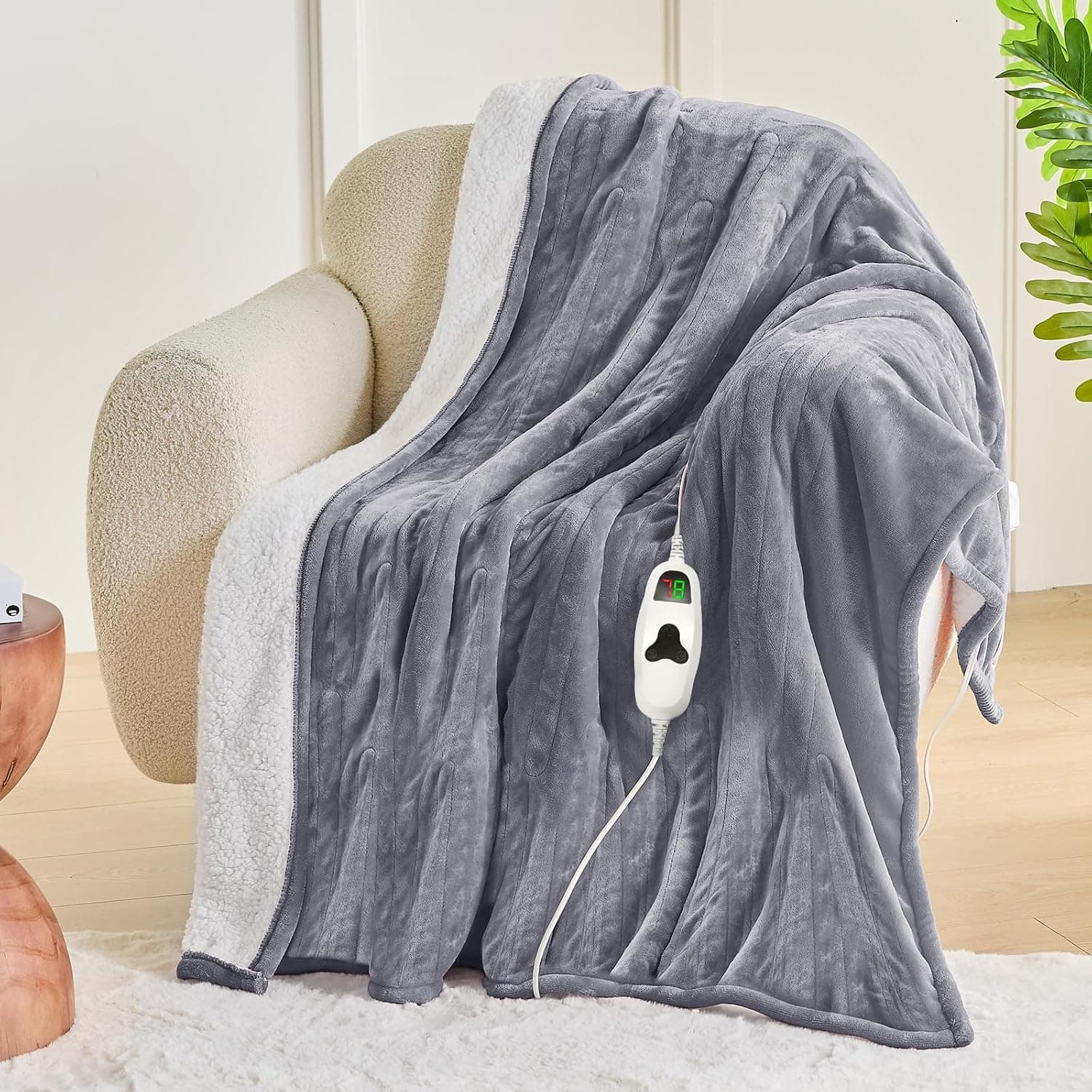 Miniatura de greenoak Heated Blanket Electric Throw, Soft Fleece Heating Blanket with 10 Heat Levels, 8 Hours Auto-Off 2