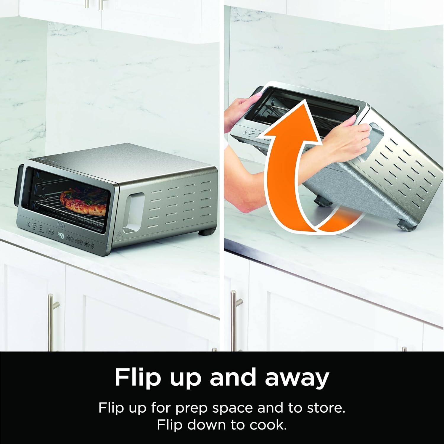 Ninja Flip Toaster Oven&Air Fryer, 8-in-1 Functionality, Flip Up&Away Capability for Storage Space
